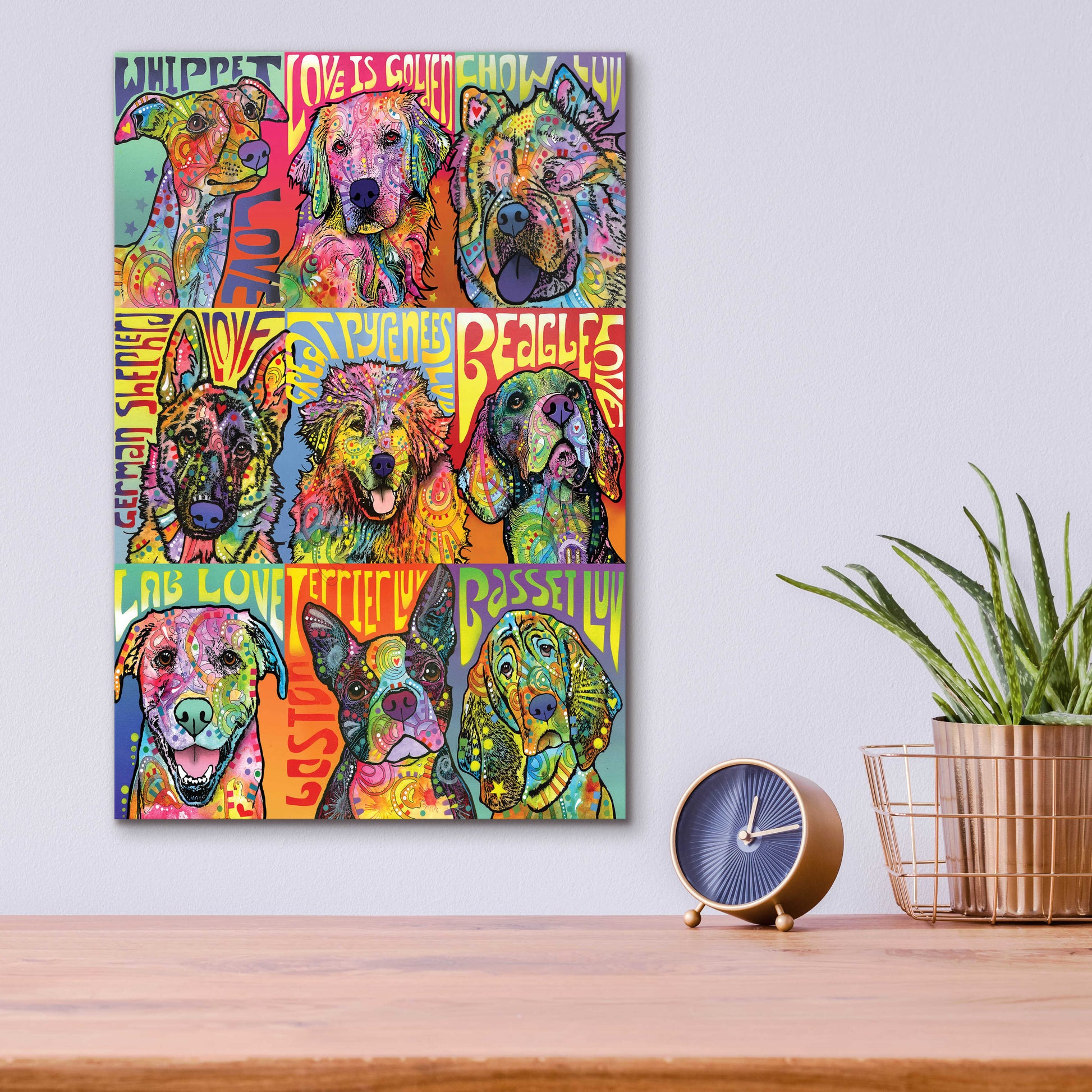 Epic Art 'Nine Up of Dogs' by Dean Russo, Acrylic Glass Wall Art,12x16