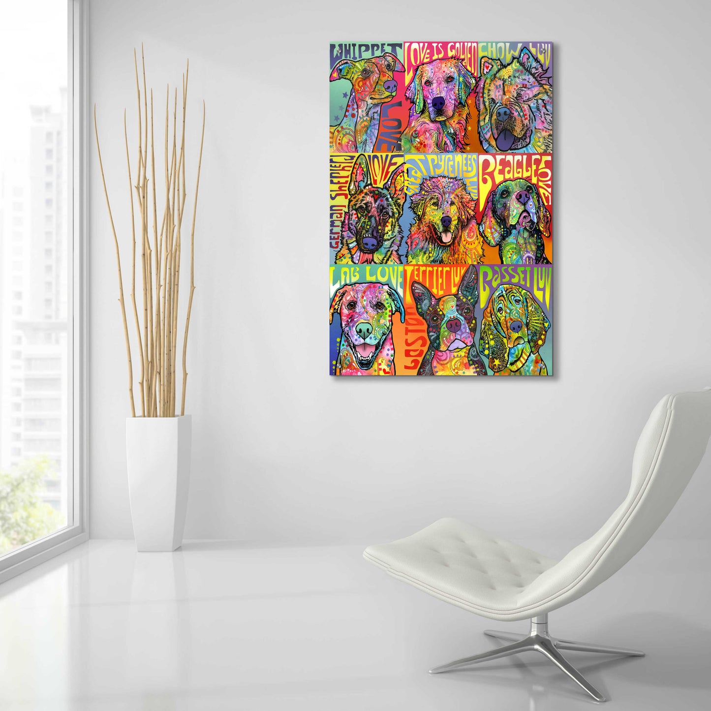 Epic Art 'Nine Up of Dogs' by Dean Russo, Acrylic Glass Wall Art,24x36