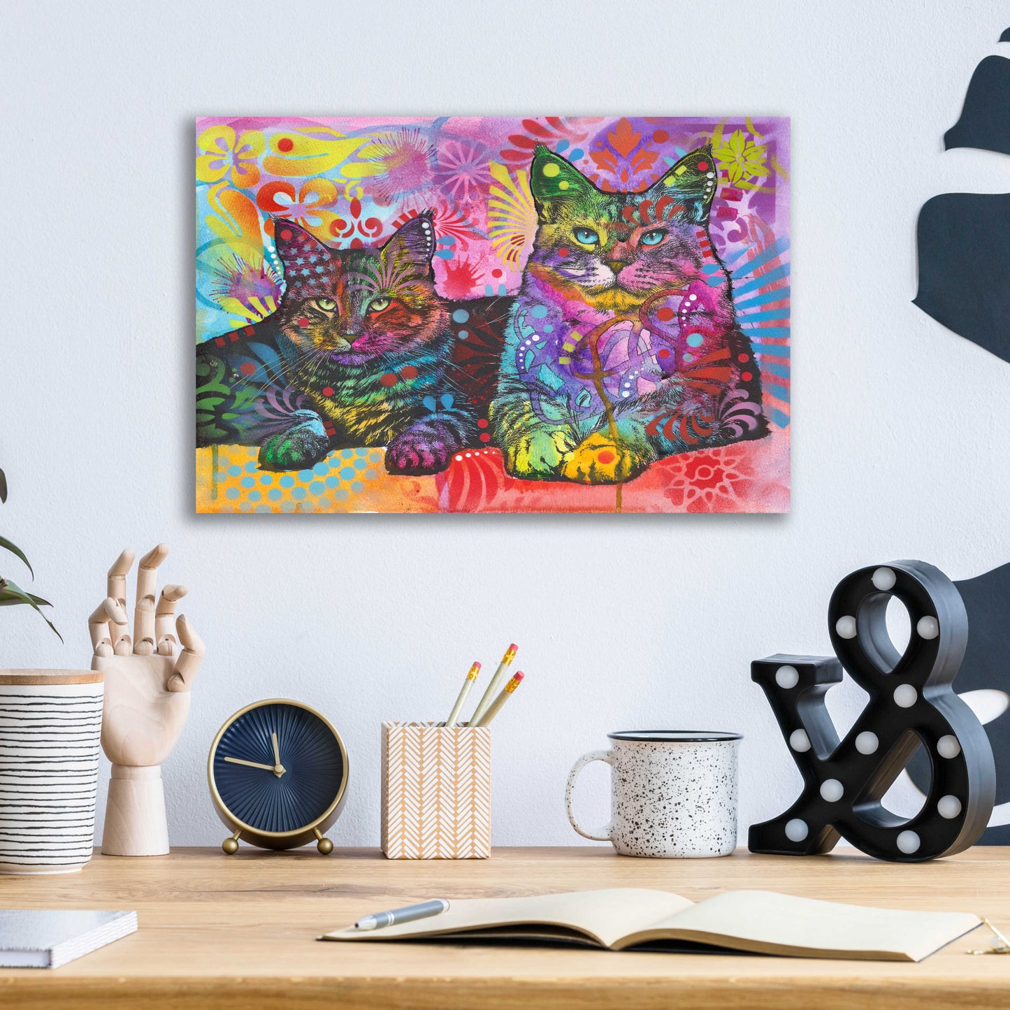 Epic Art '2 Cats' by Dean Russo, Acrylic Glass Wall Art,16x12