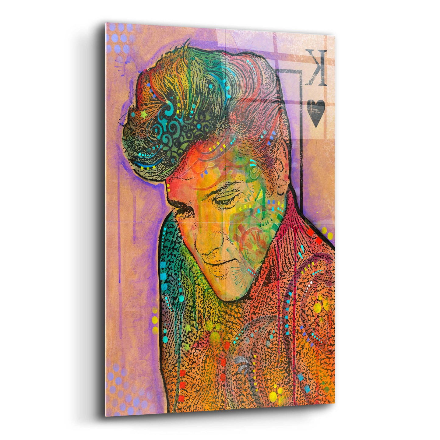 Epic Art 'Elvis - King of Hearts' by Dean Russo, Acrylic Glass Wall Art,12x16