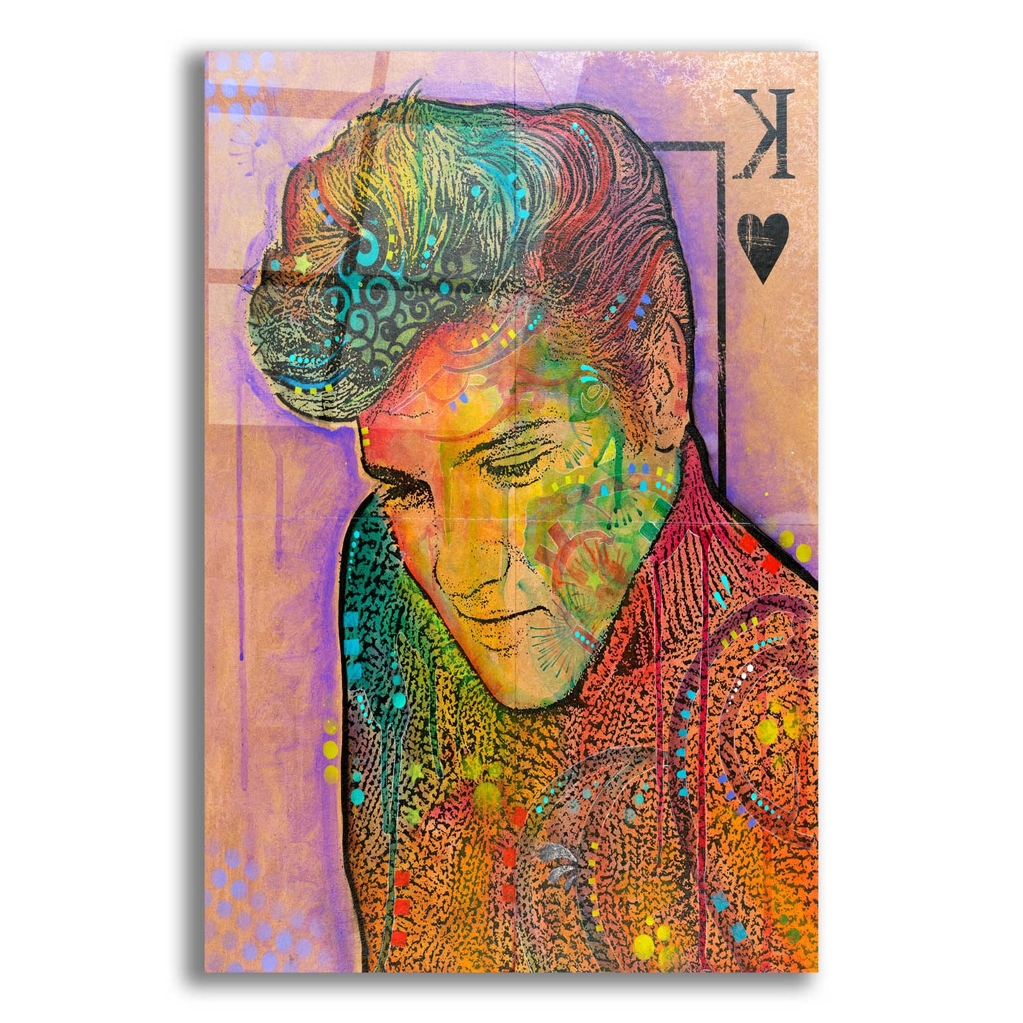 Epic Art 'Elvis - King of Hearts' by Dean Russo, Acrylic Glass Wall Art,16x24