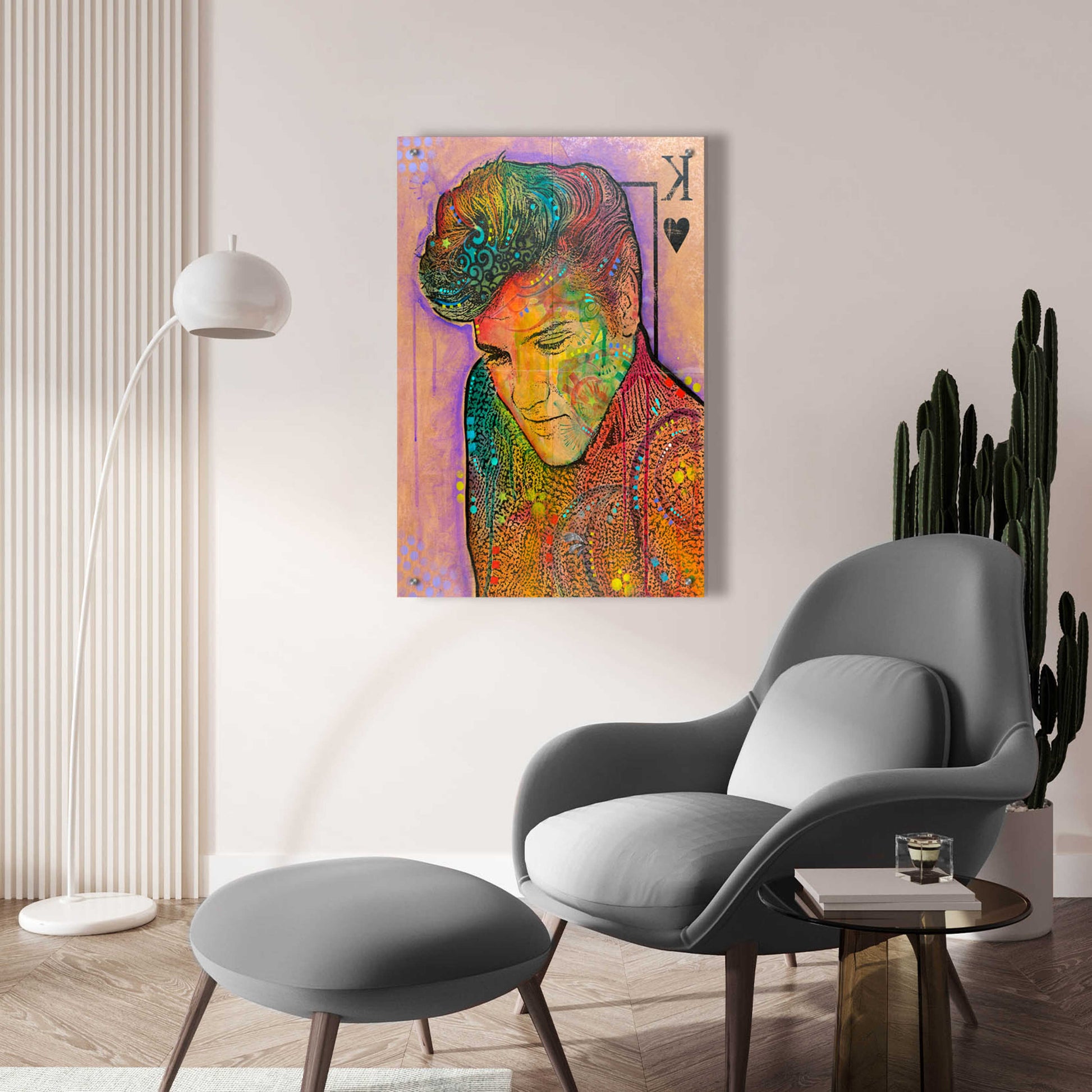 Epic Art 'Elvis - King of Hearts' by Dean Russo, Acrylic Glass Wall Art,24x36