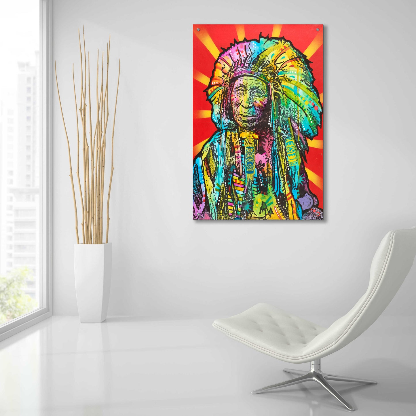 Epic Art 'Native American I' by Dean Russo, Acrylic Glass Wall Art,24x36