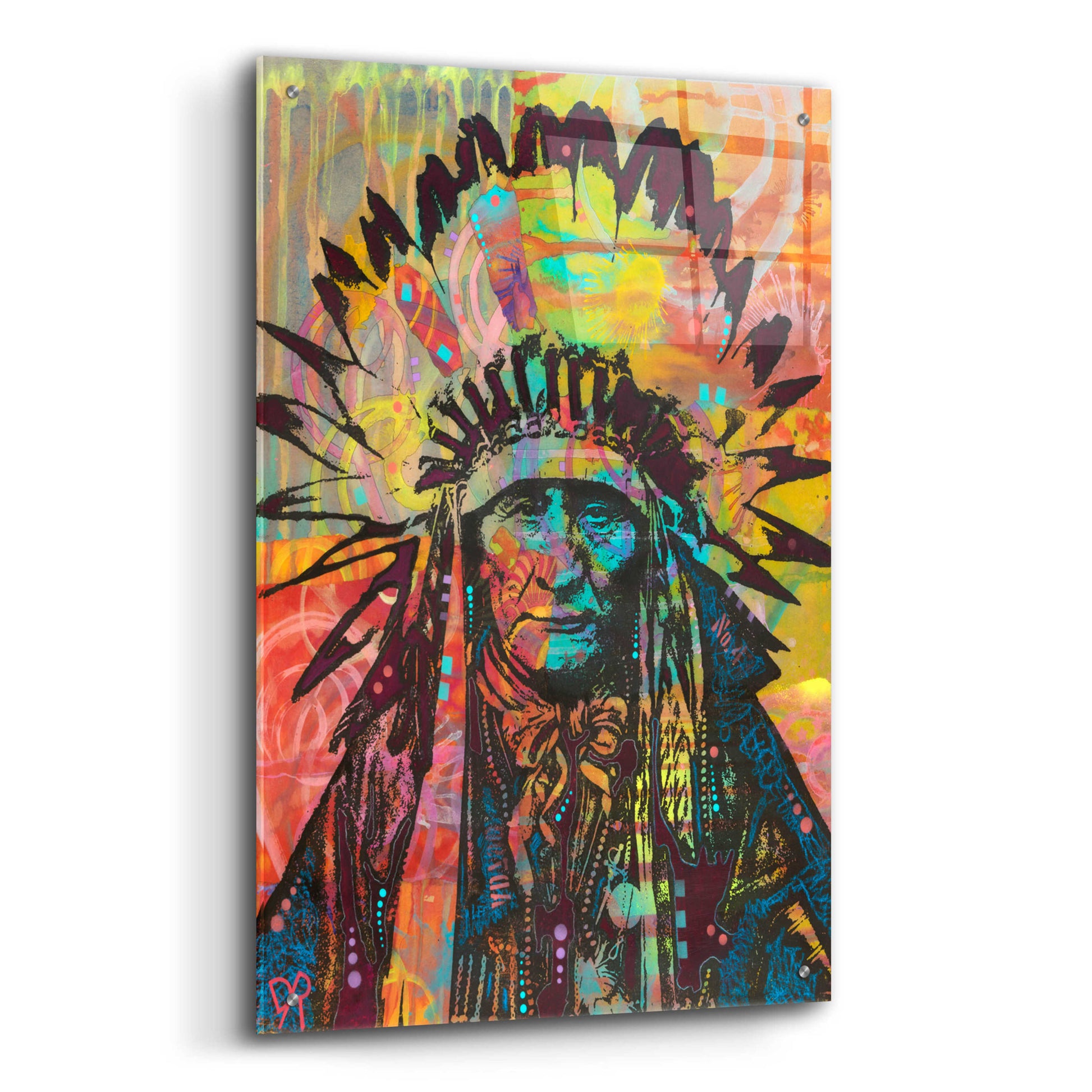 Epic Art 'Native American II' by Dean Russo, Acrylic Glass Wall Art,24x36