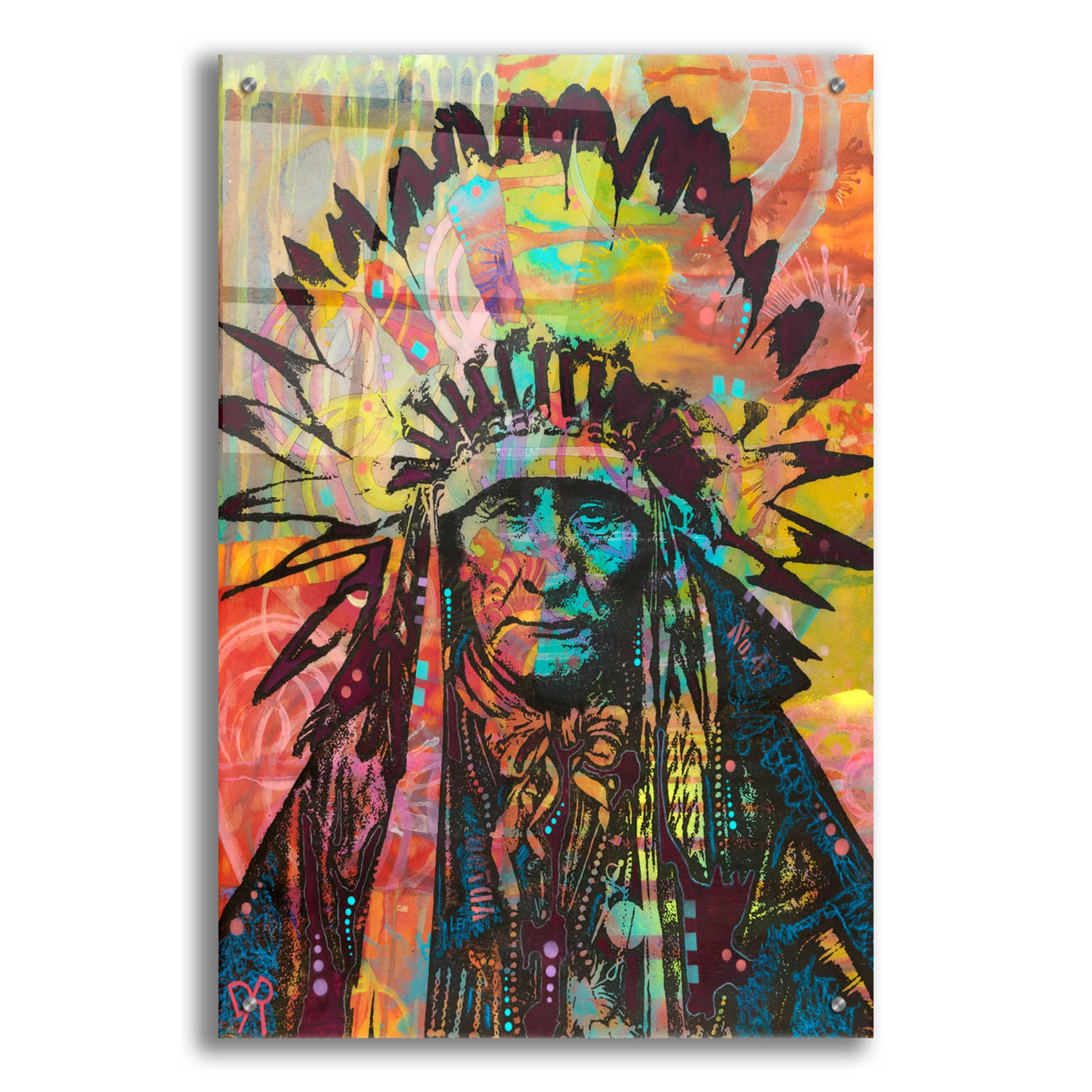Epic Art 'Native American II' by Dean Russo, Acrylic Glass Wall Art,24x36