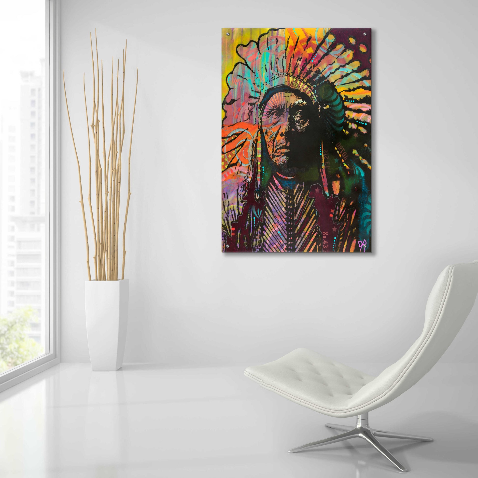 Epic Art 'Native American IV' by Dean Russo, Acrylic Glass Wall Art,24x36