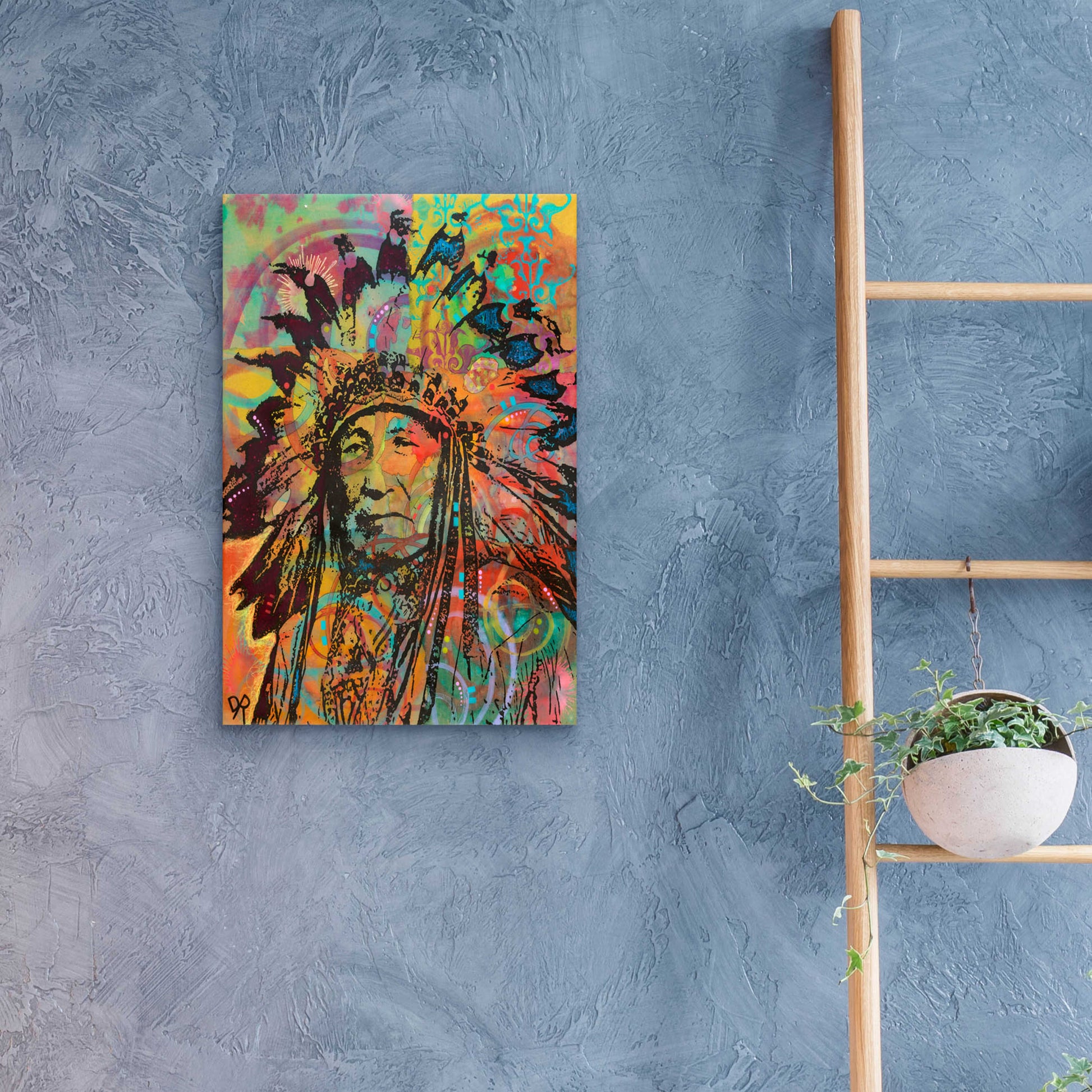 Epic Art 'Native American V' by Dean Russo, Acrylic Glass Wall Art,16x24