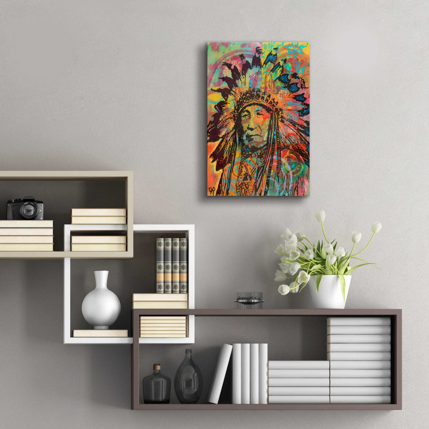 Epic Art 'Native American V' by Dean Russo, Acrylic Glass Wall Art,16x24