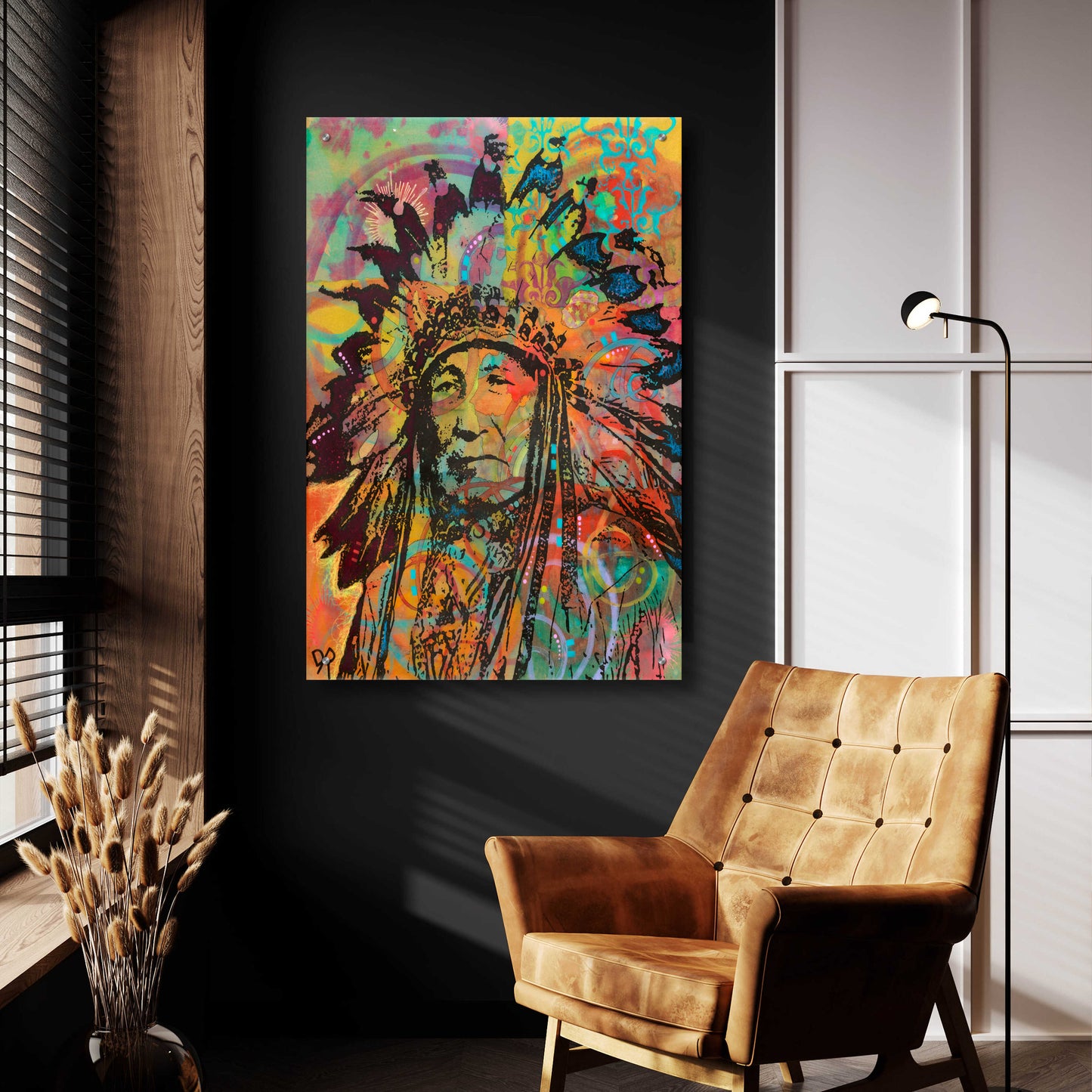 Epic Art 'Native American V' by Dean Russo, Acrylic Glass Wall Art,24x36