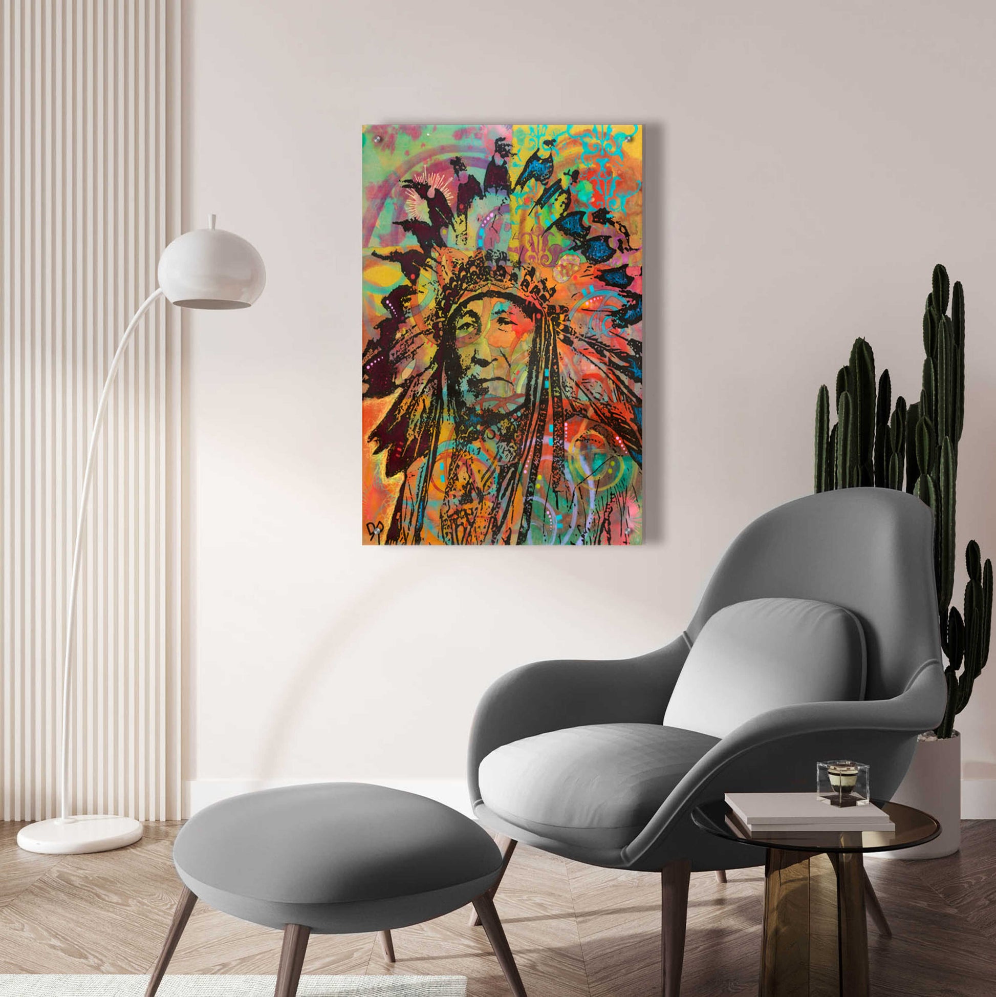 Epic Art 'Native American V' by Dean Russo, Acrylic Glass Wall Art,24x36