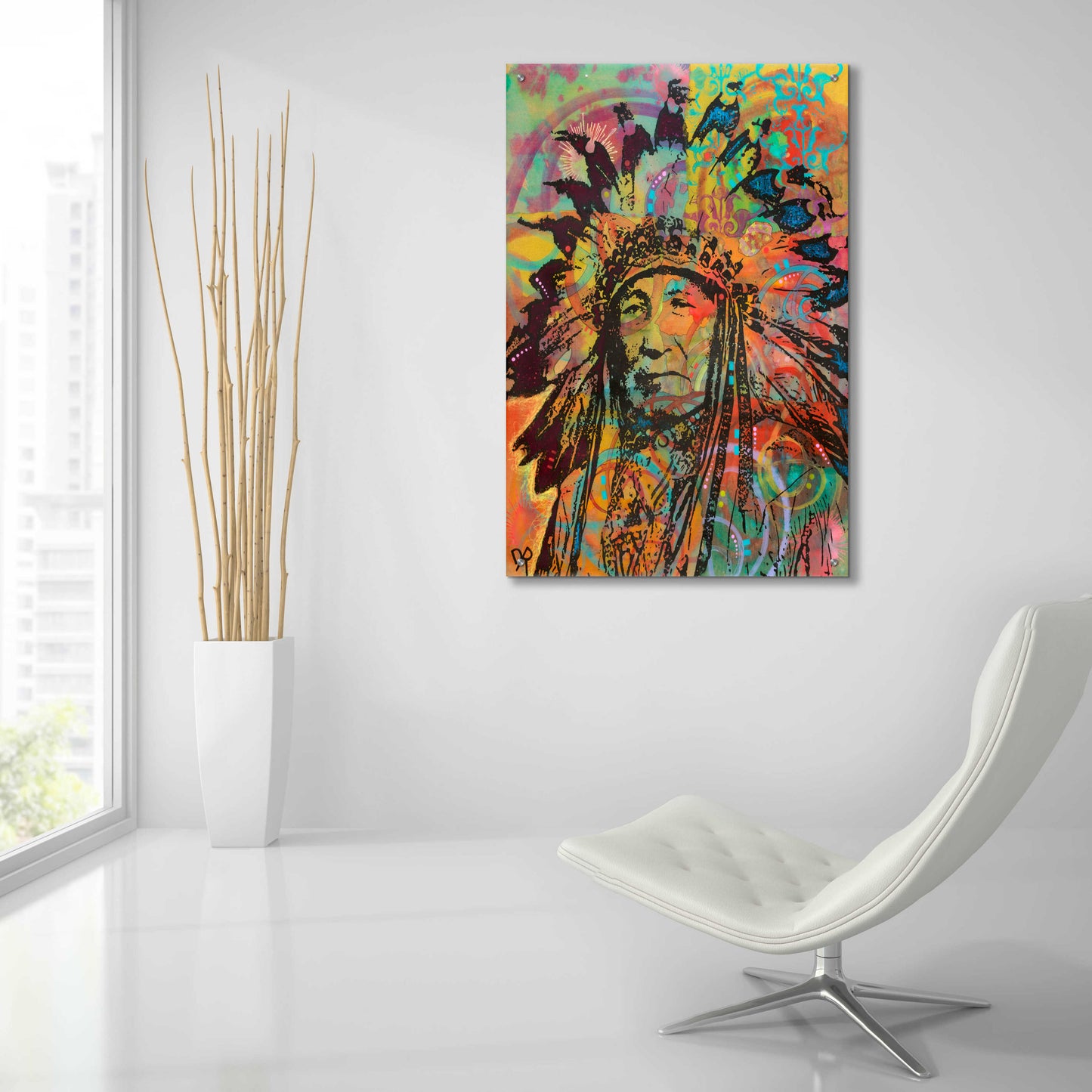 Epic Art 'Native American V' by Dean Russo, Acrylic Glass Wall Art,24x36