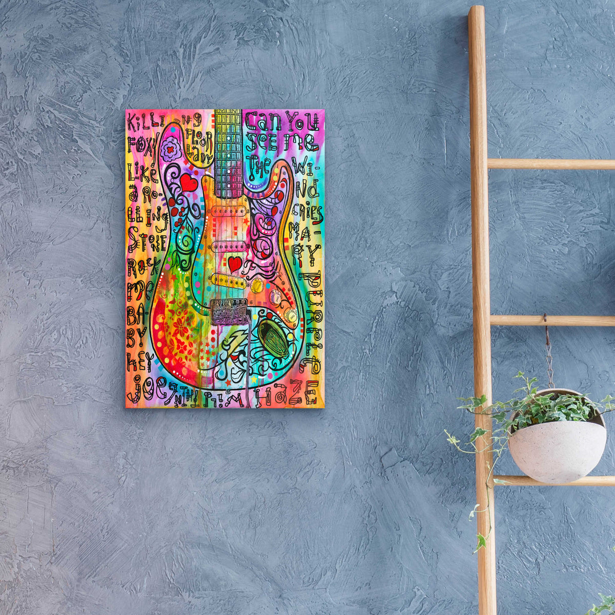 Epic Art 'Jimmies Guitar' by Dean Russo, Acrylic Glass Wall Art,16x24