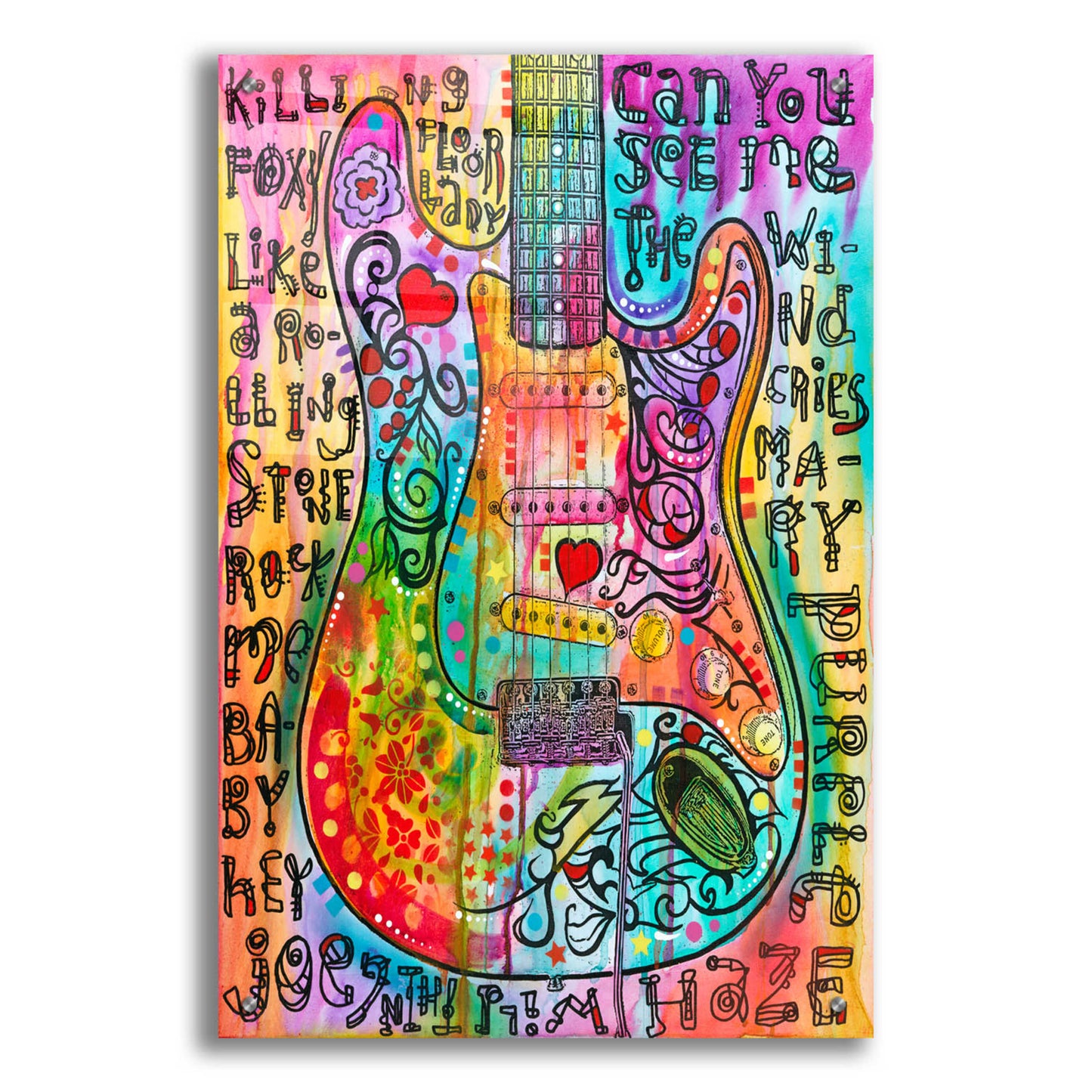 Epic Art 'Jimmies Guitar' by Dean Russo, Acrylic Glass Wall Art,24x36