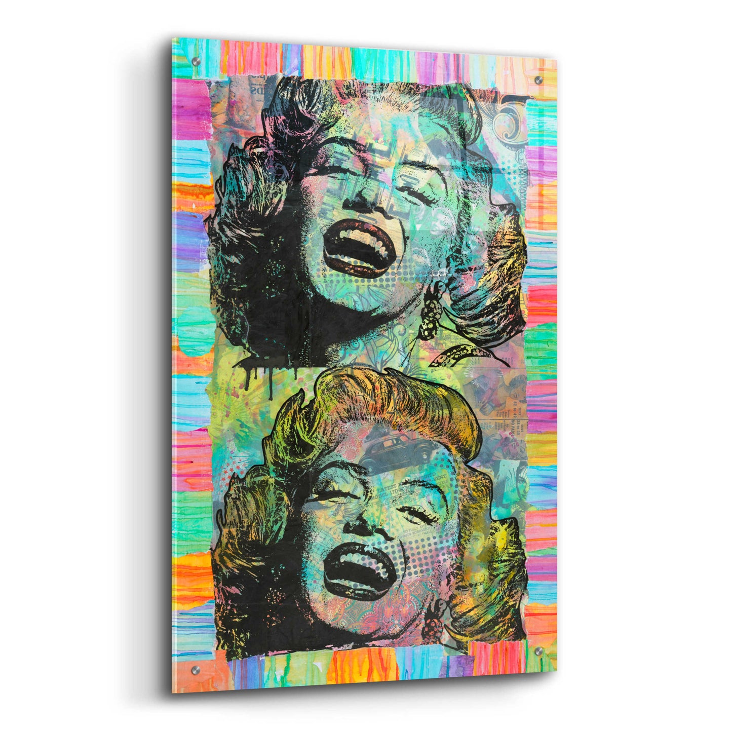 Epic Art 'Two Marilyns' by Dean Russo, Acrylic Glass Wall Art,24x36