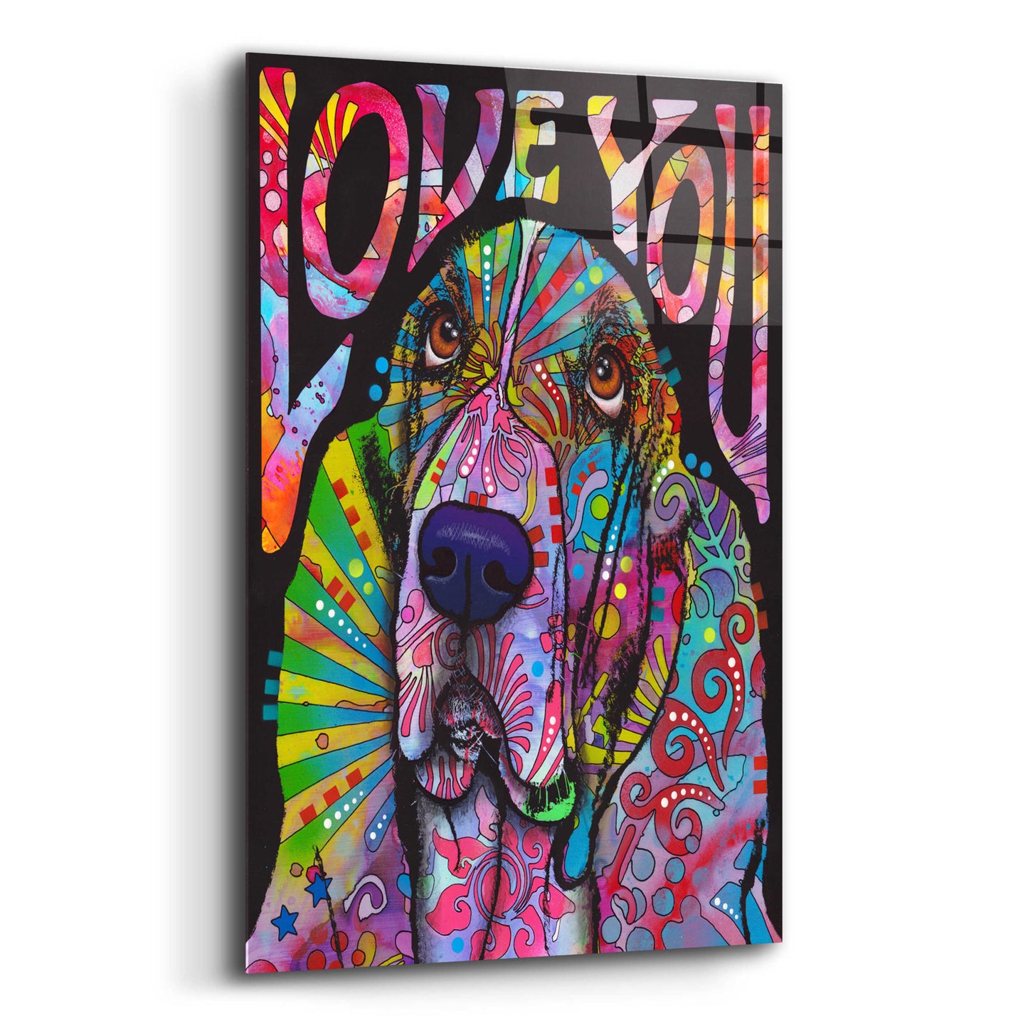 Epic Art 'Love You Basset' by Dean Russo, Acrylic Glass Wall Art,12x16