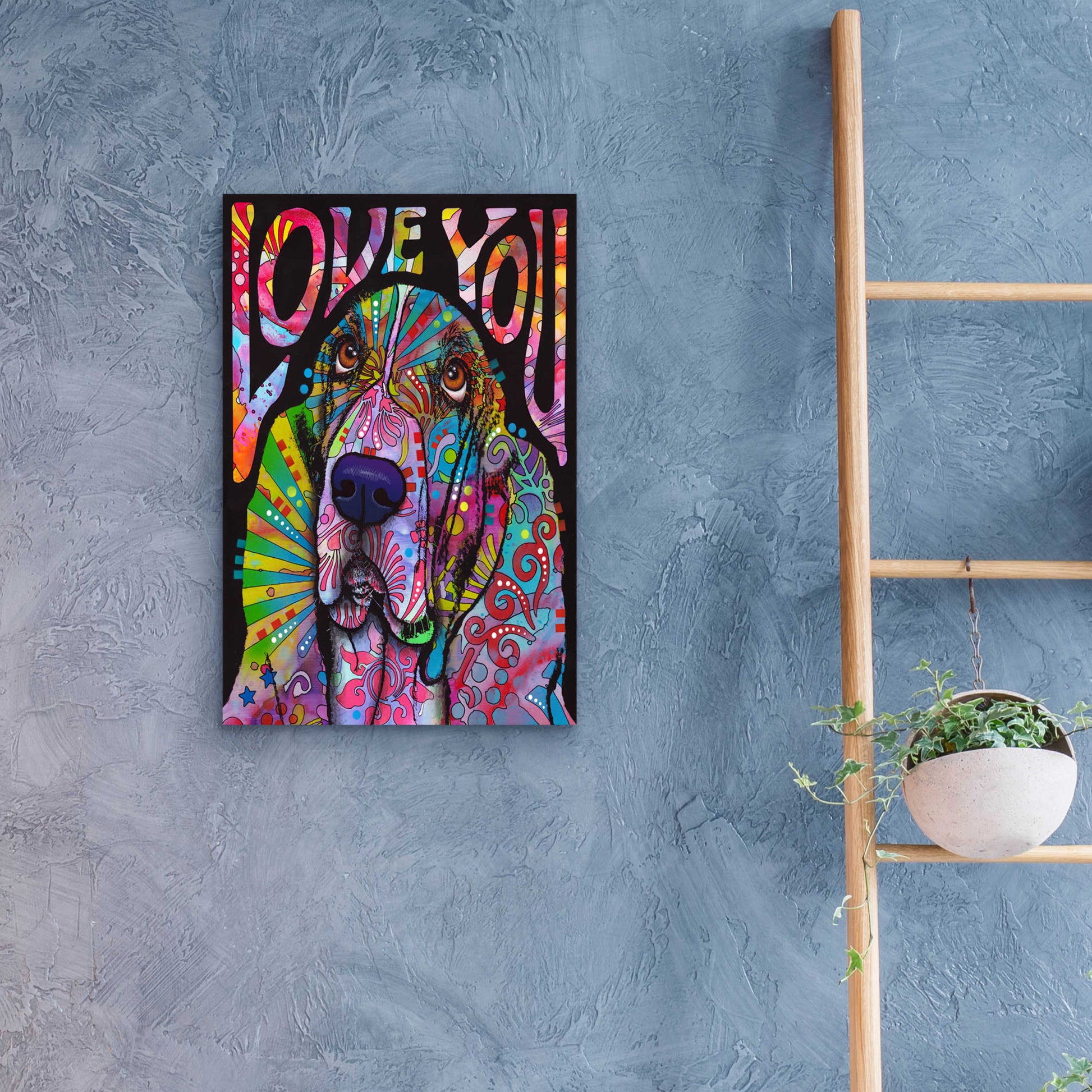 Epic Art 'Love You Basset' by Dean Russo, Acrylic Glass Wall Art,16x24