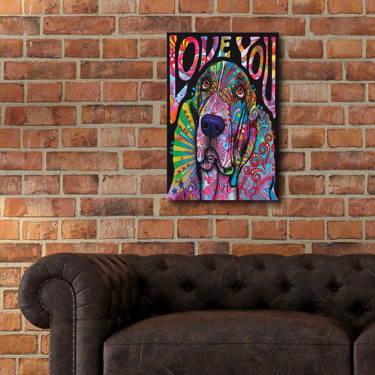 Epic Art 'Love You Basset' by Dean Russo, Acrylic Glass Wall Art,16x24