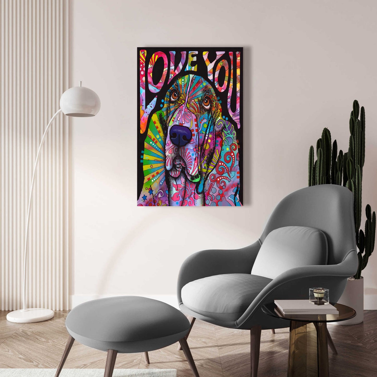 Epic Art 'Love You Basset' by Dean Russo, Acrylic Glass Wall Art,24x36