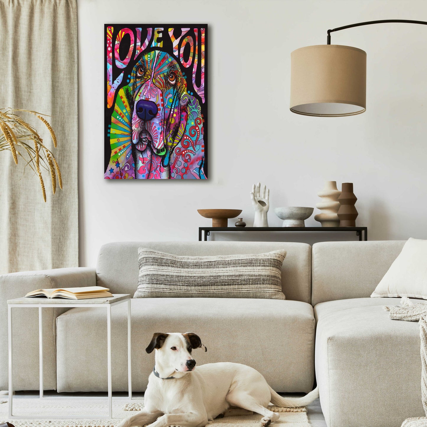 Epic Art 'Love You Basset' by Dean Russo, Acrylic Glass Wall Art,24x36