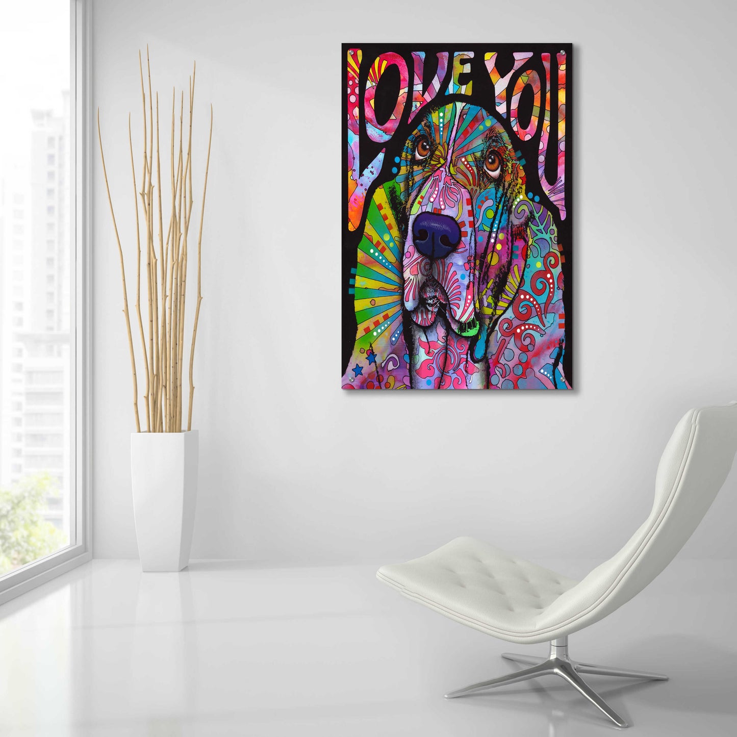 Epic Art 'Love You Basset' by Dean Russo, Acrylic Glass Wall Art,24x36