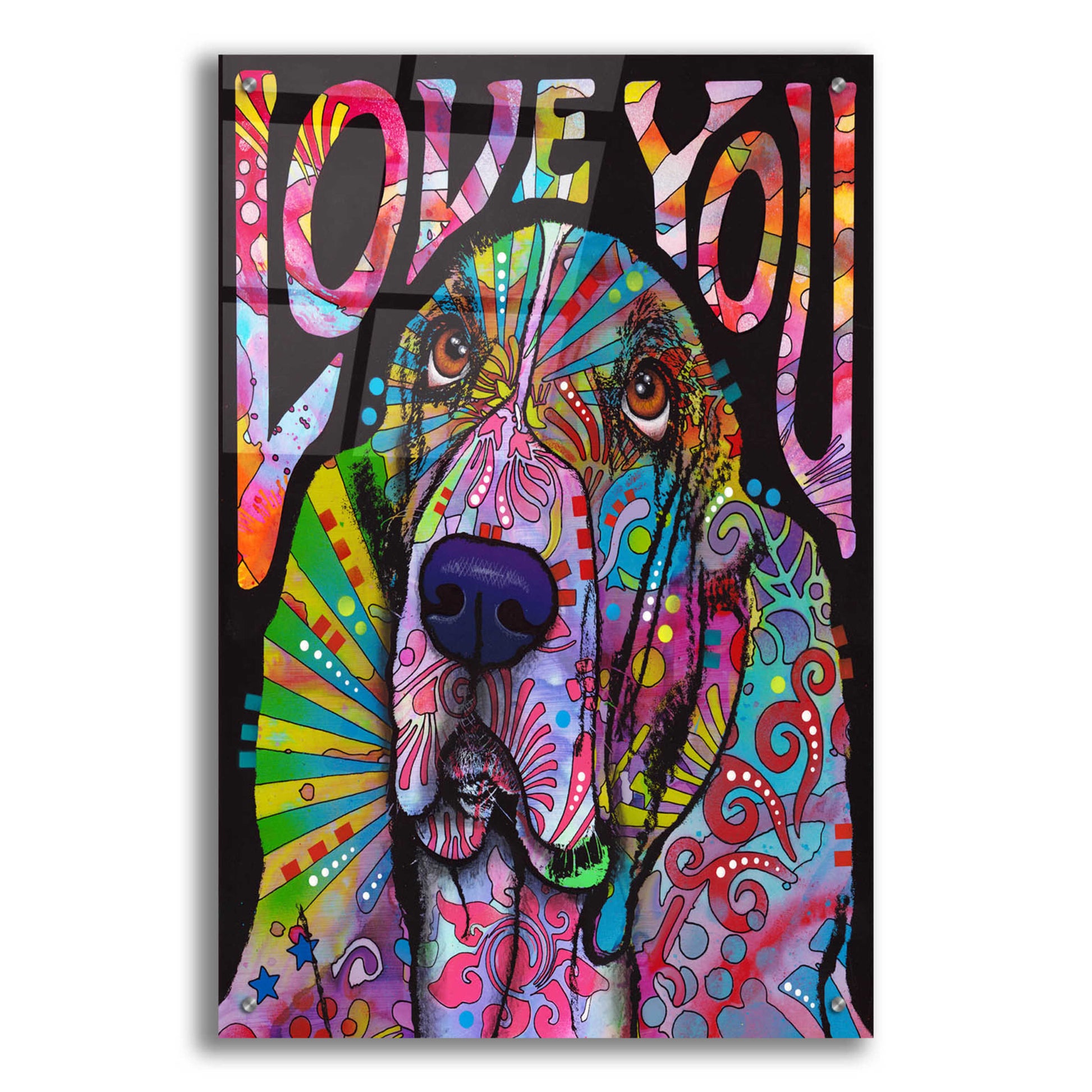 Epic Art 'Love You Basset' by Dean Russo, Acrylic Glass Wall Art,24x36