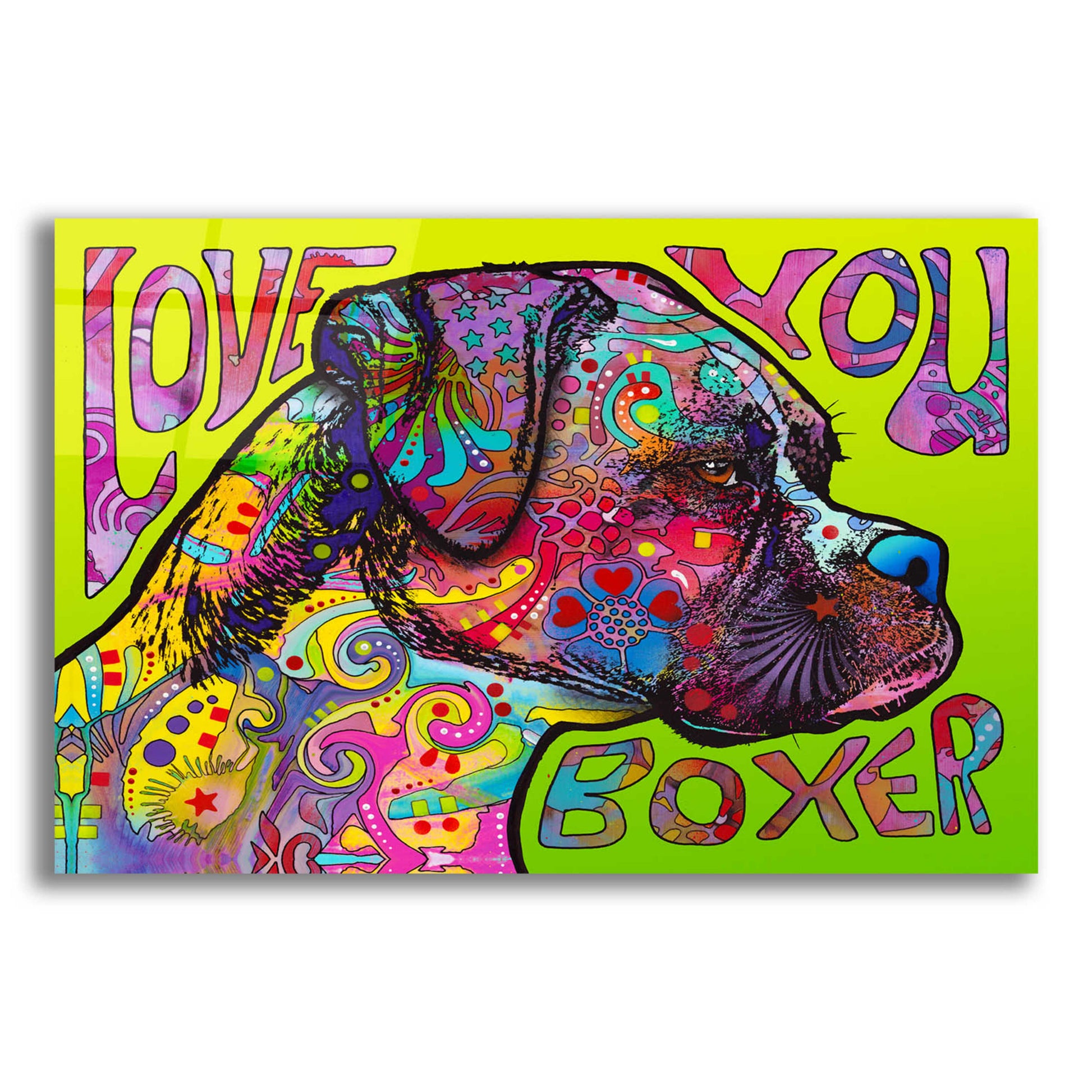 Epic Art 'Love You Boxer' by Dean Russo, Acrylic Glass Wall Art,16x12