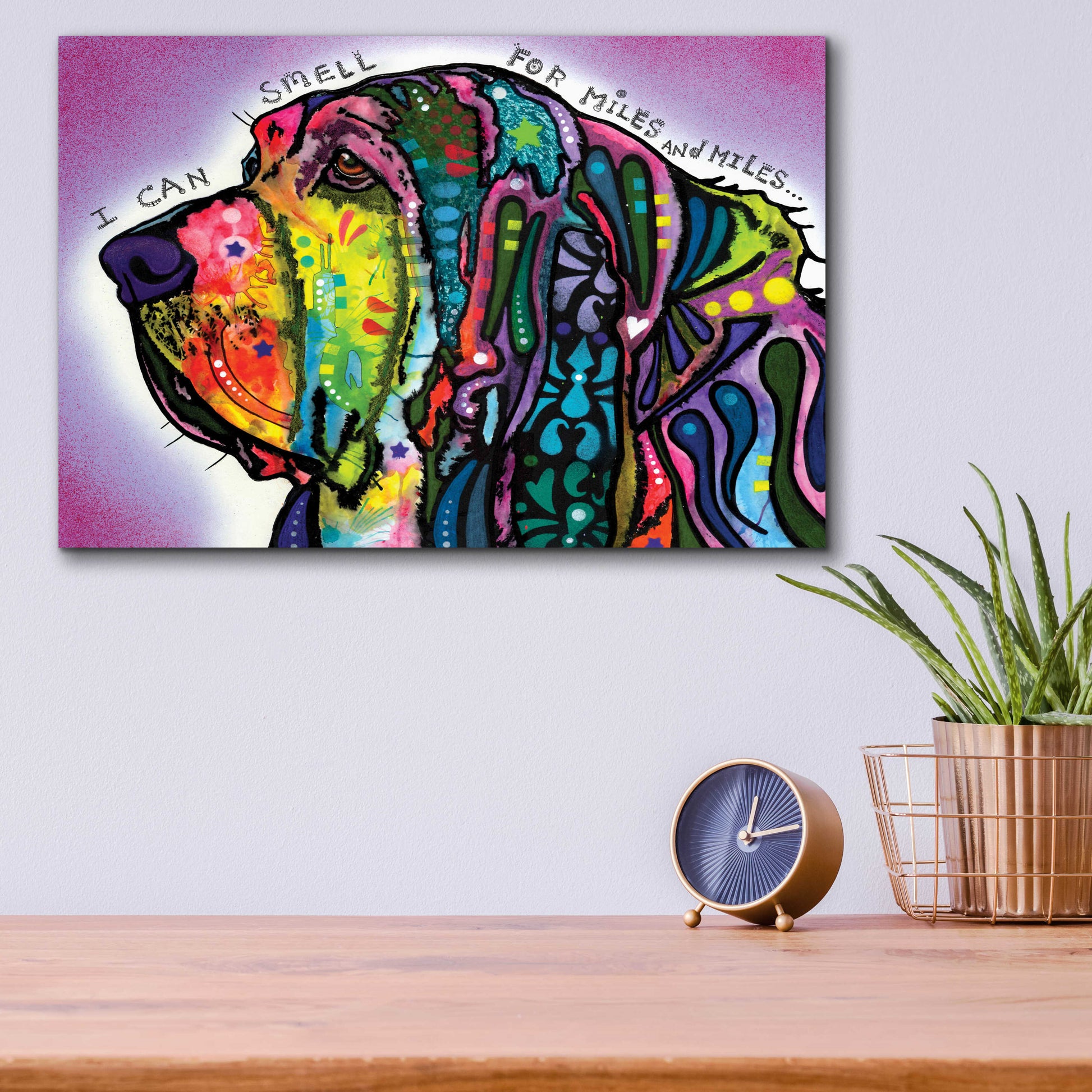 Epic Art 'I Can Smell (Bloodhound)' by Dean Russo, Acrylic Glass Wall Art,16x12