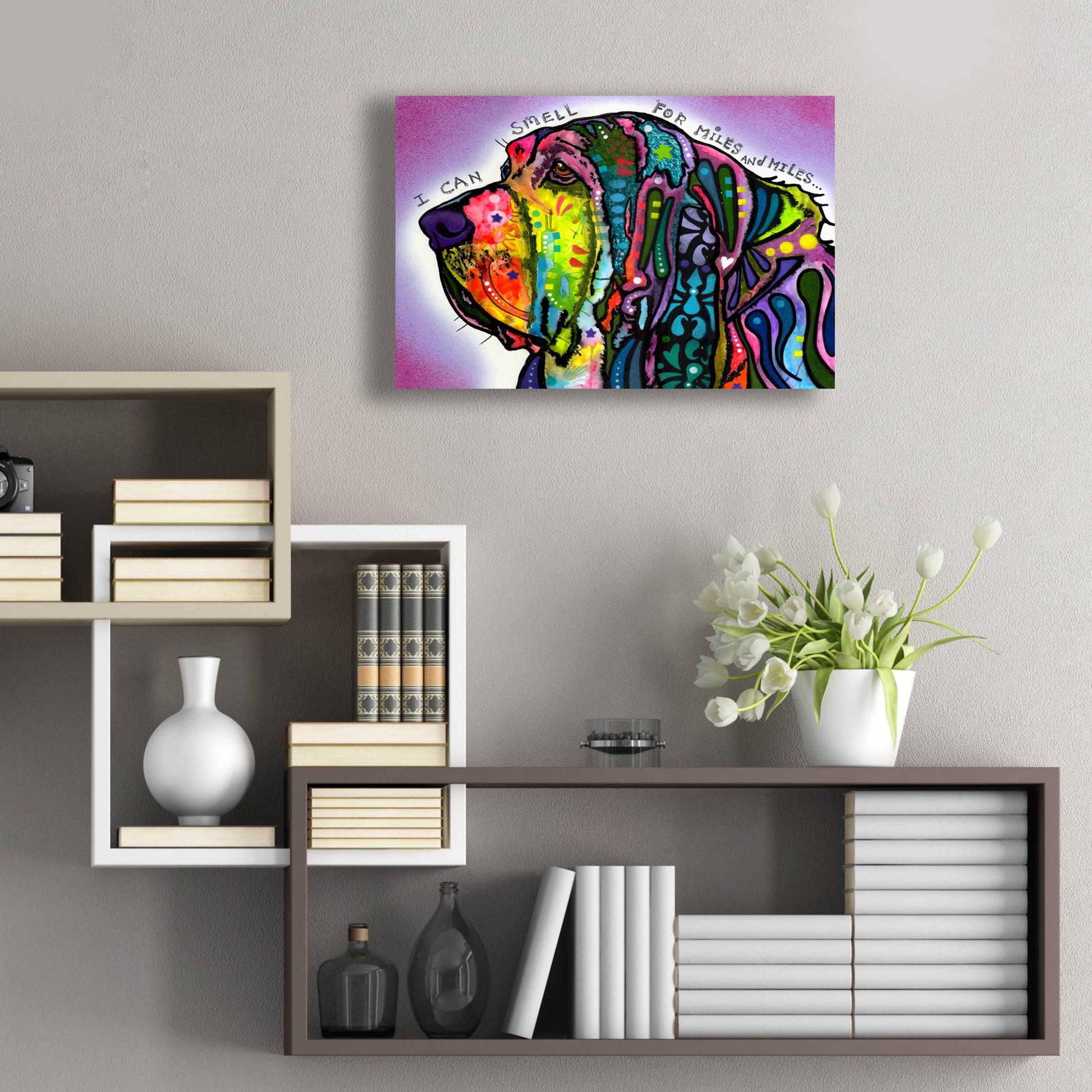 Epic Art 'I Can Smell (Bloodhound)' by Dean Russo, Acrylic Glass Wall Art,24x16