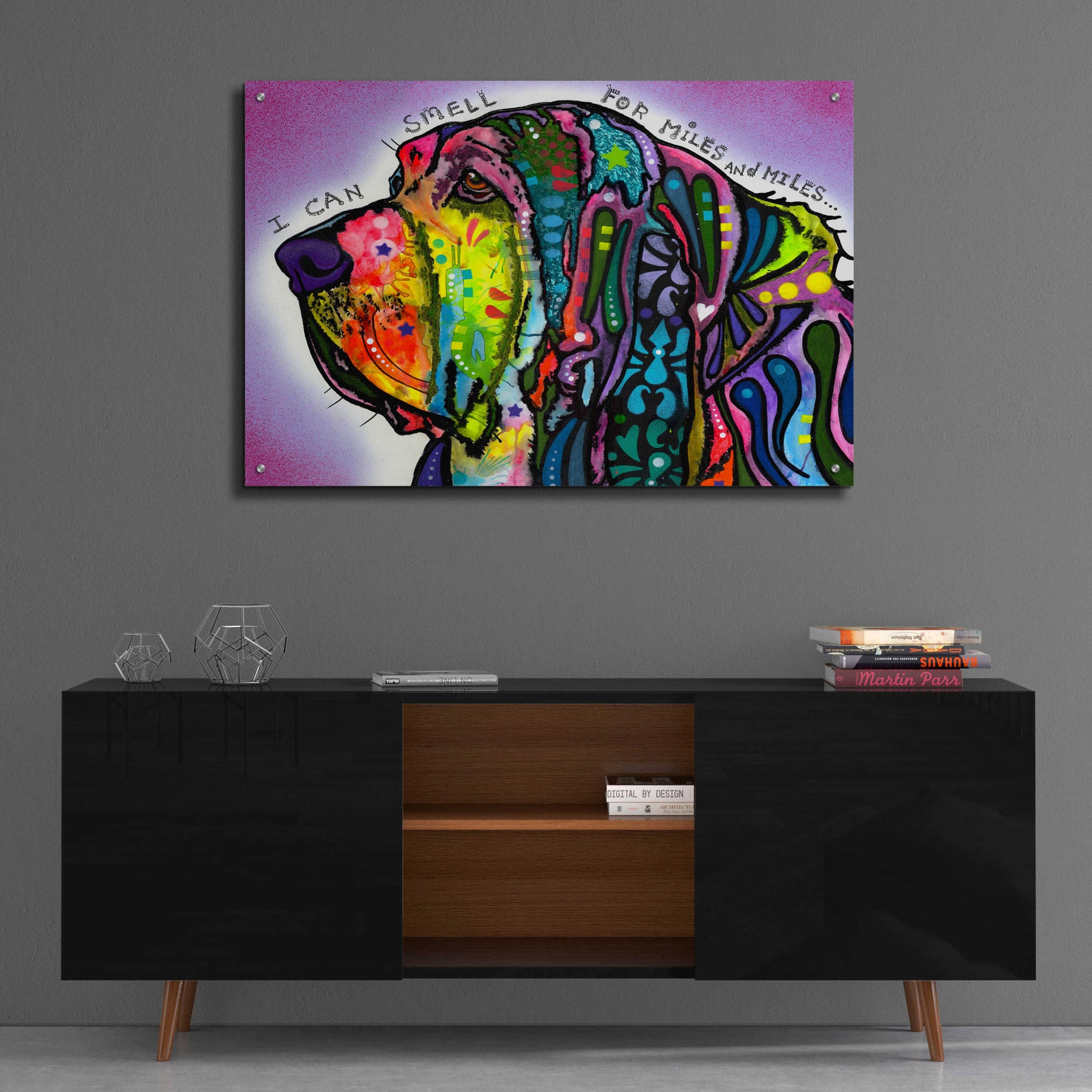 Epic Art 'I Can Smell (Bloodhound)' by Dean Russo, Acrylic Glass Wall Art,36x24