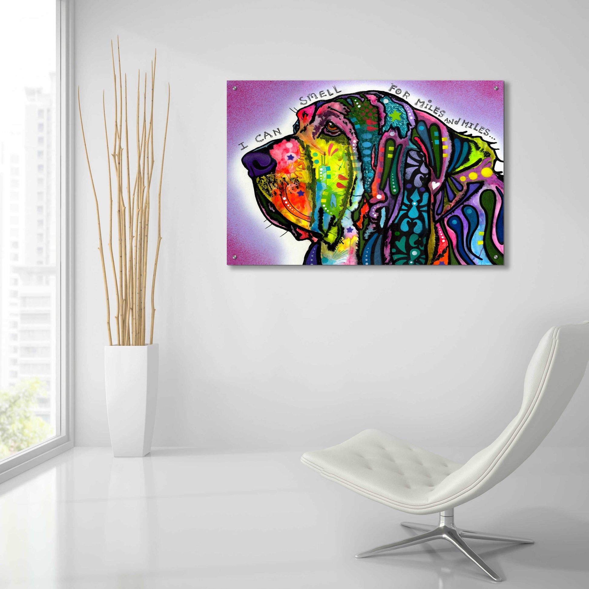 Epic Art 'I Can Smell (Bloodhound)' by Dean Russo, Acrylic Glass Wall Art,36x24