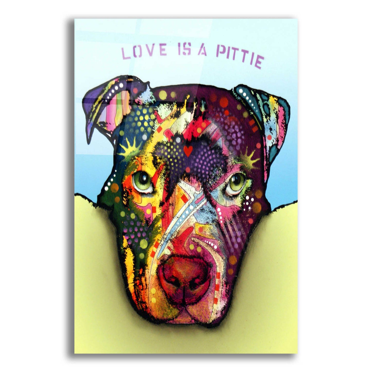 Epic Art 'Love Is A Pittie' by Dean Russo, Acrylic Glass Wall Art,16x24