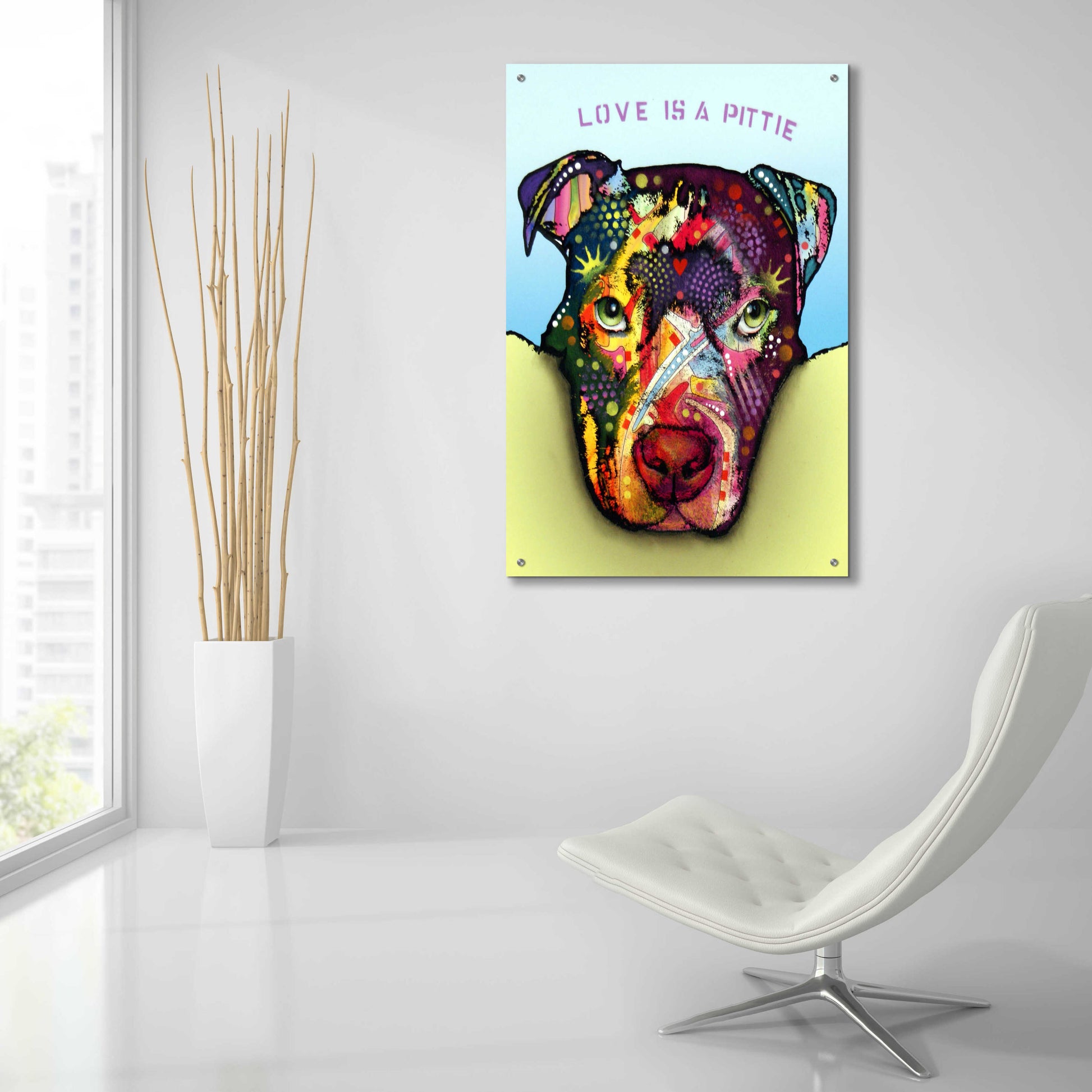 Epic Art 'Love Is A Pittie' by Dean Russo, Acrylic Glass Wall Art,24x36