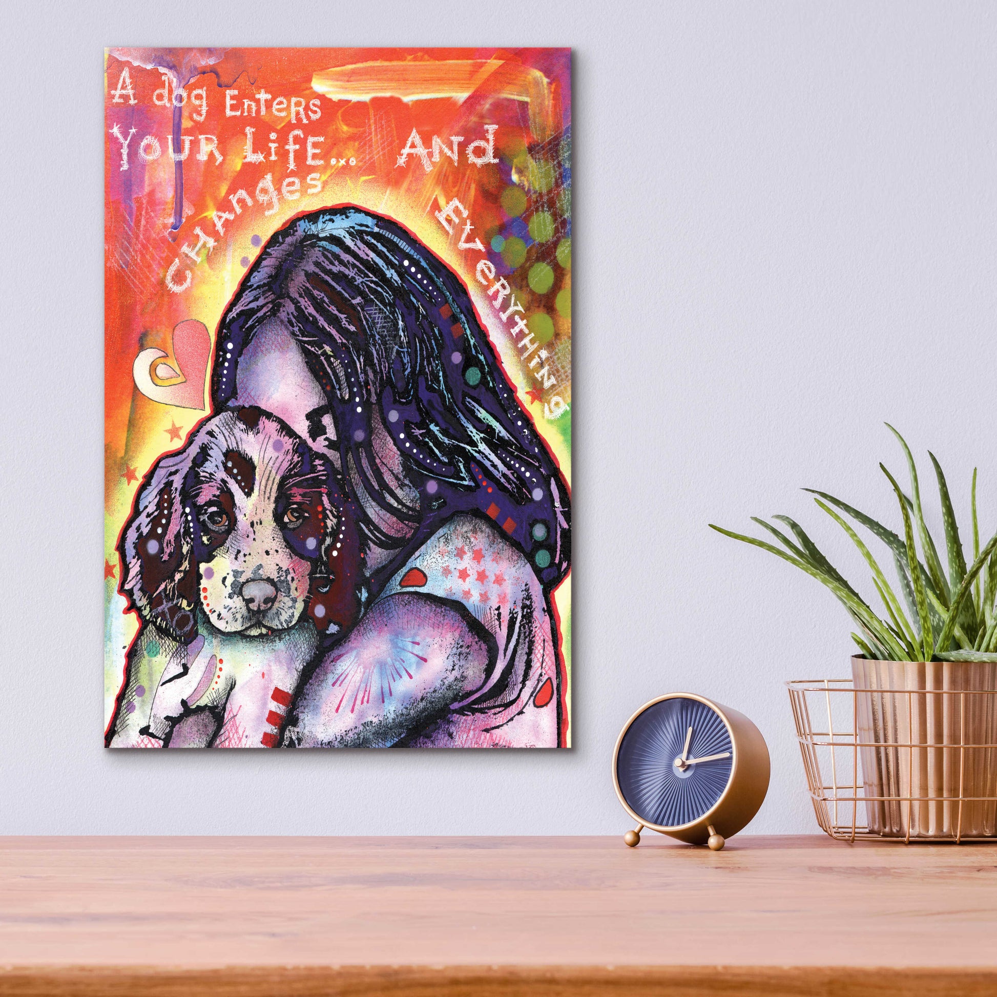 Epic Art 'A Dog Changes Everything' by Dean Russo, Acrylic Glass Wall Art,12x16