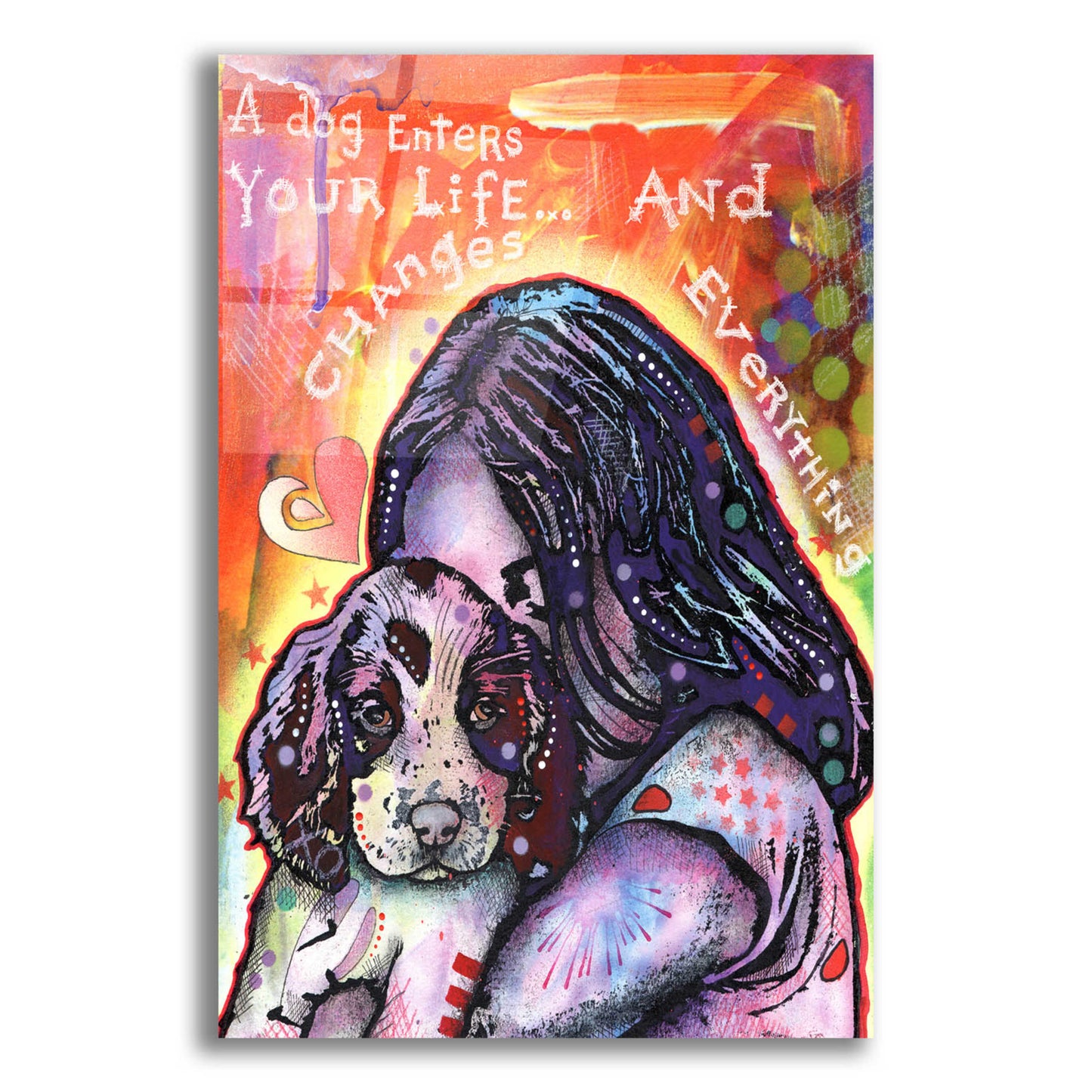 Epic Art 'A Dog Changes Everything' by Dean Russo, Acrylic Glass Wall Art,12x16