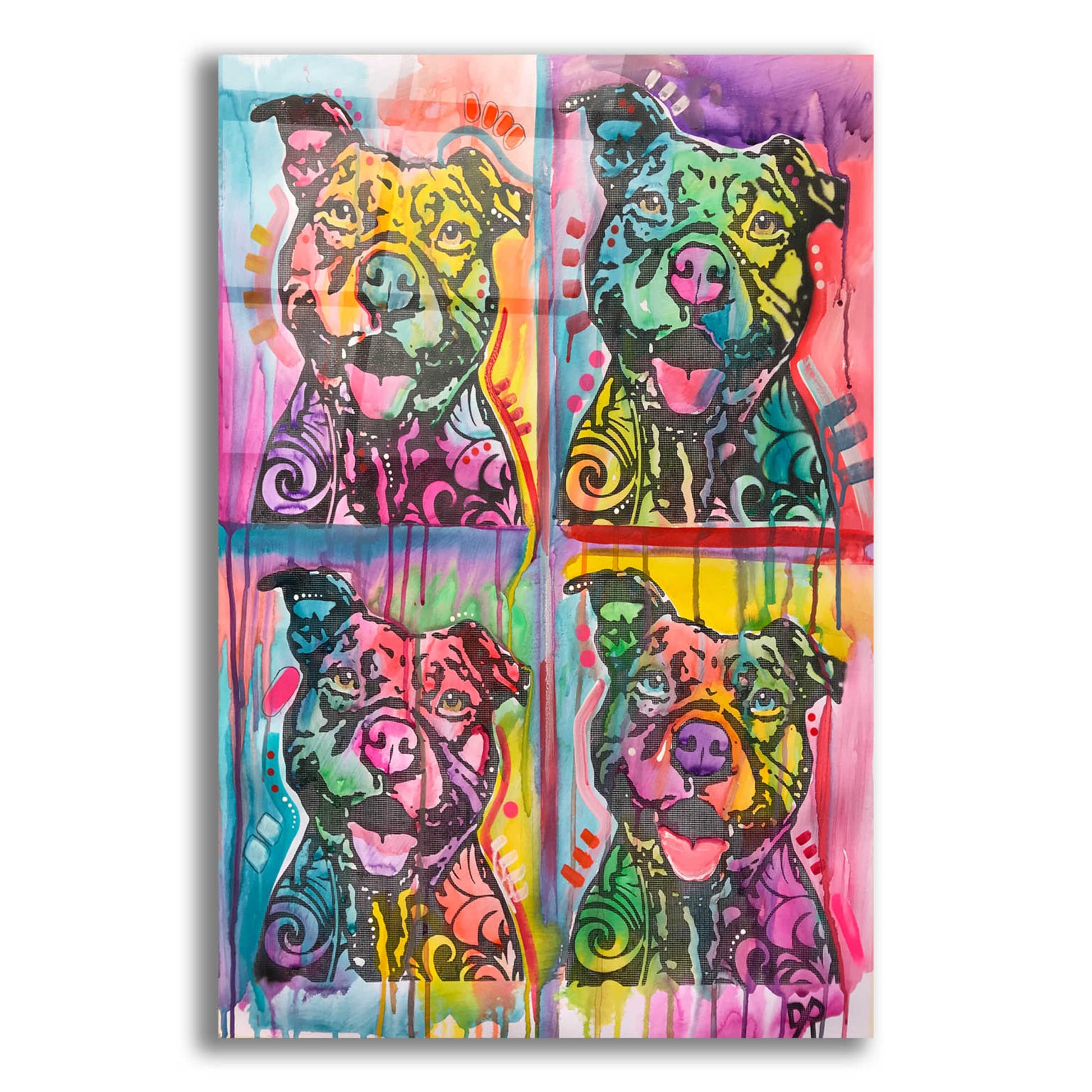 Epic Art '4 Happy Pitties' by Dean Russo, Acrylic Glass Wall Art,12x16