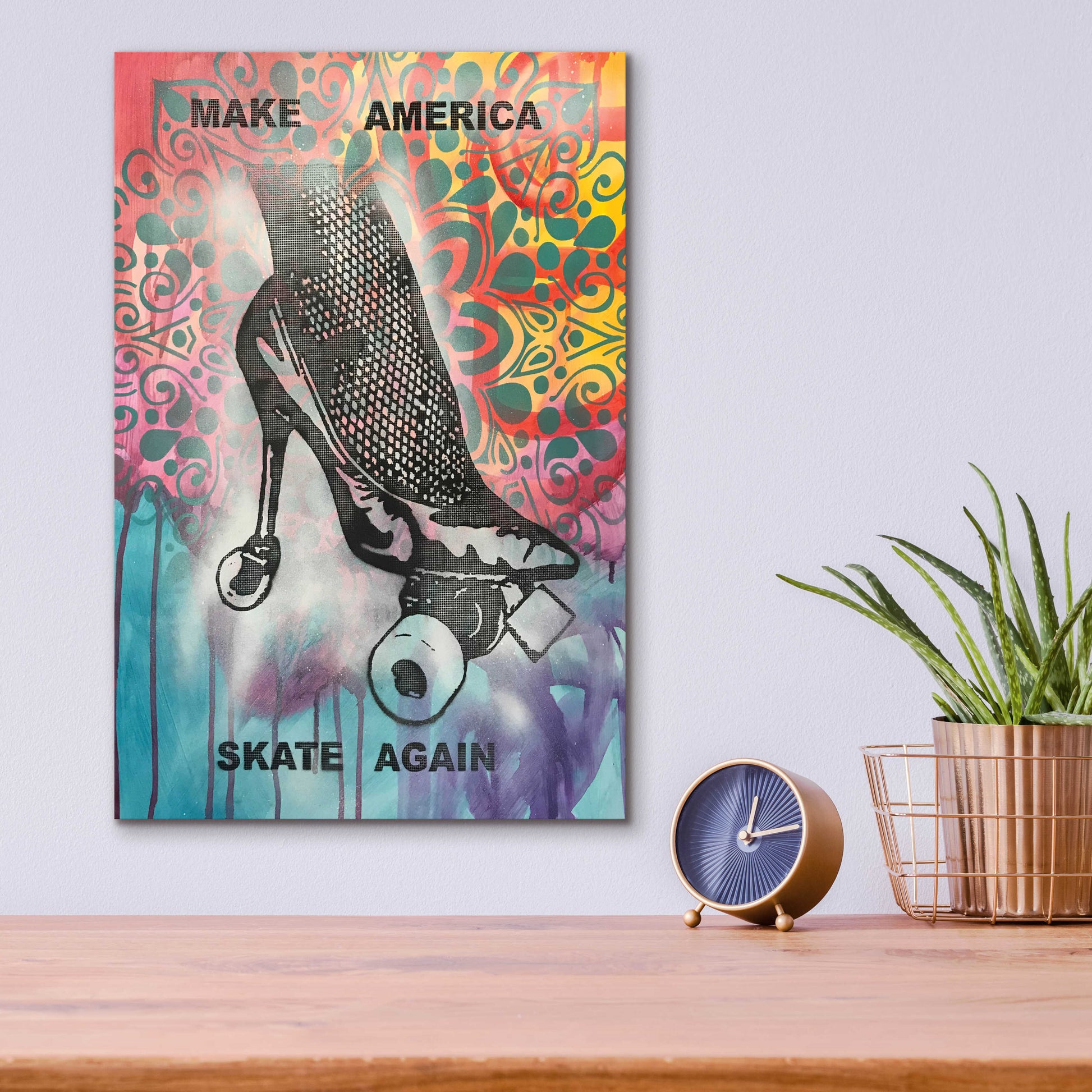 Epic Art 'Make America Skate Again' by Dean Russo, Acrylic Glass Wall Art,12x16