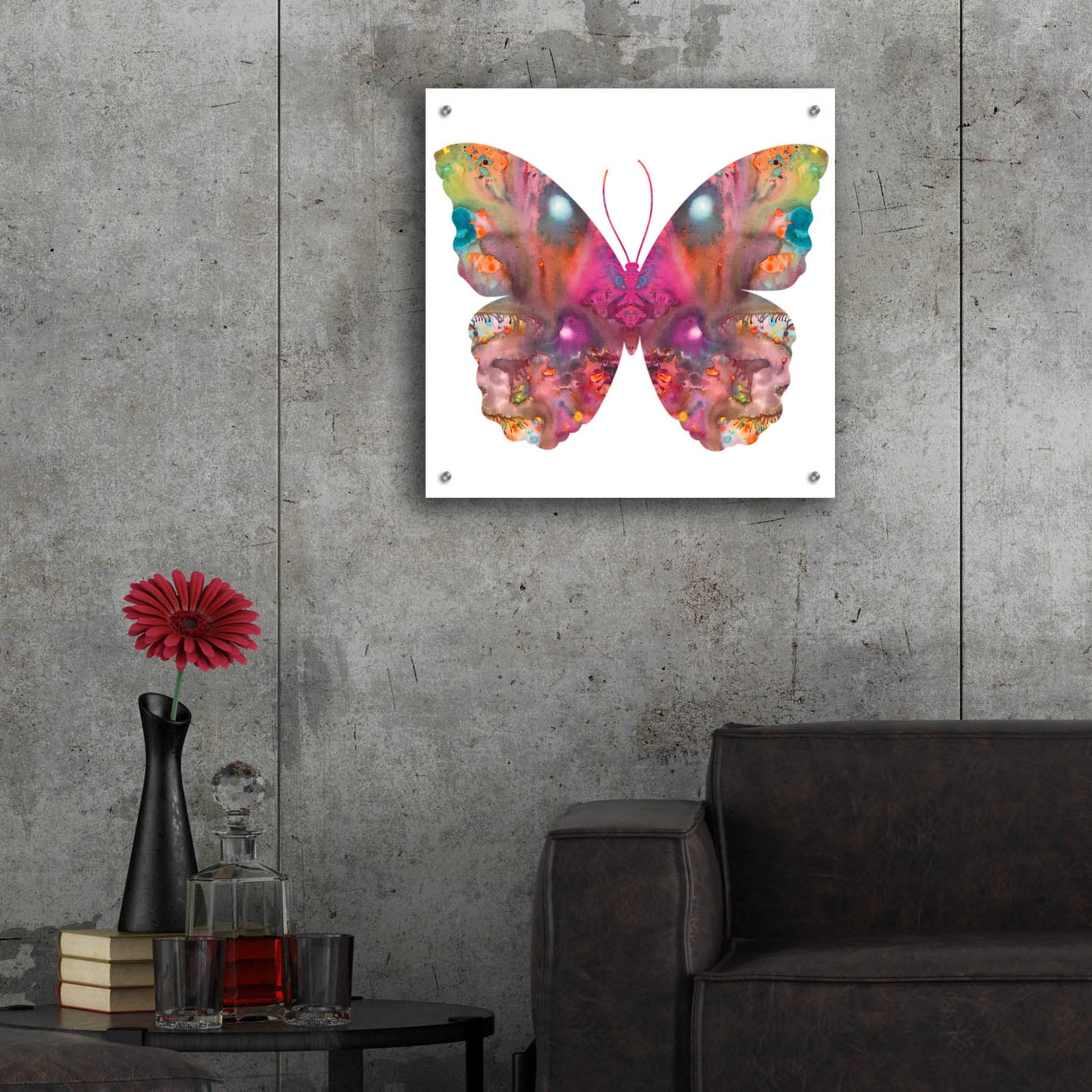 Epic Art 'Abstract I Butterfly' by Dean Russo, Acrylic Glass Wall Art,24x24