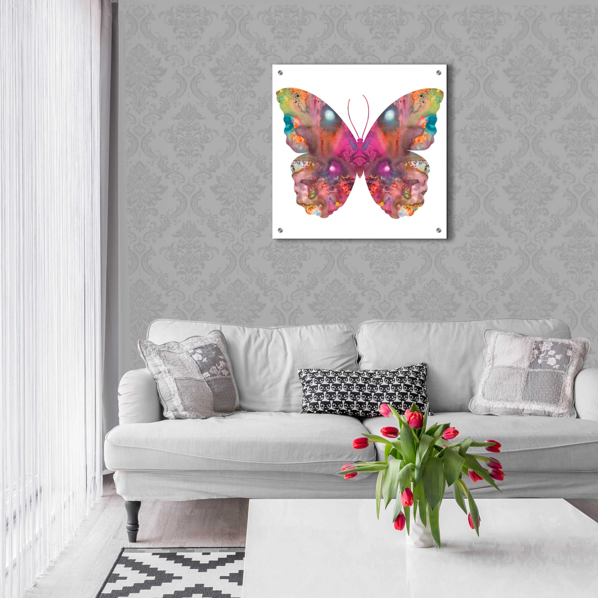 Epic Art 'Abstract I Butterfly' by Dean Russo, Acrylic Glass Wall Art,24x24