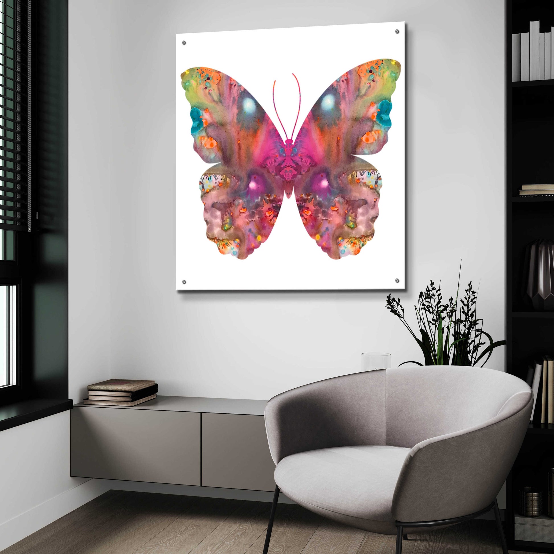 Epic Art 'Abstract I Butterfly' by Dean Russo, Acrylic Glass Wall Art,36x36