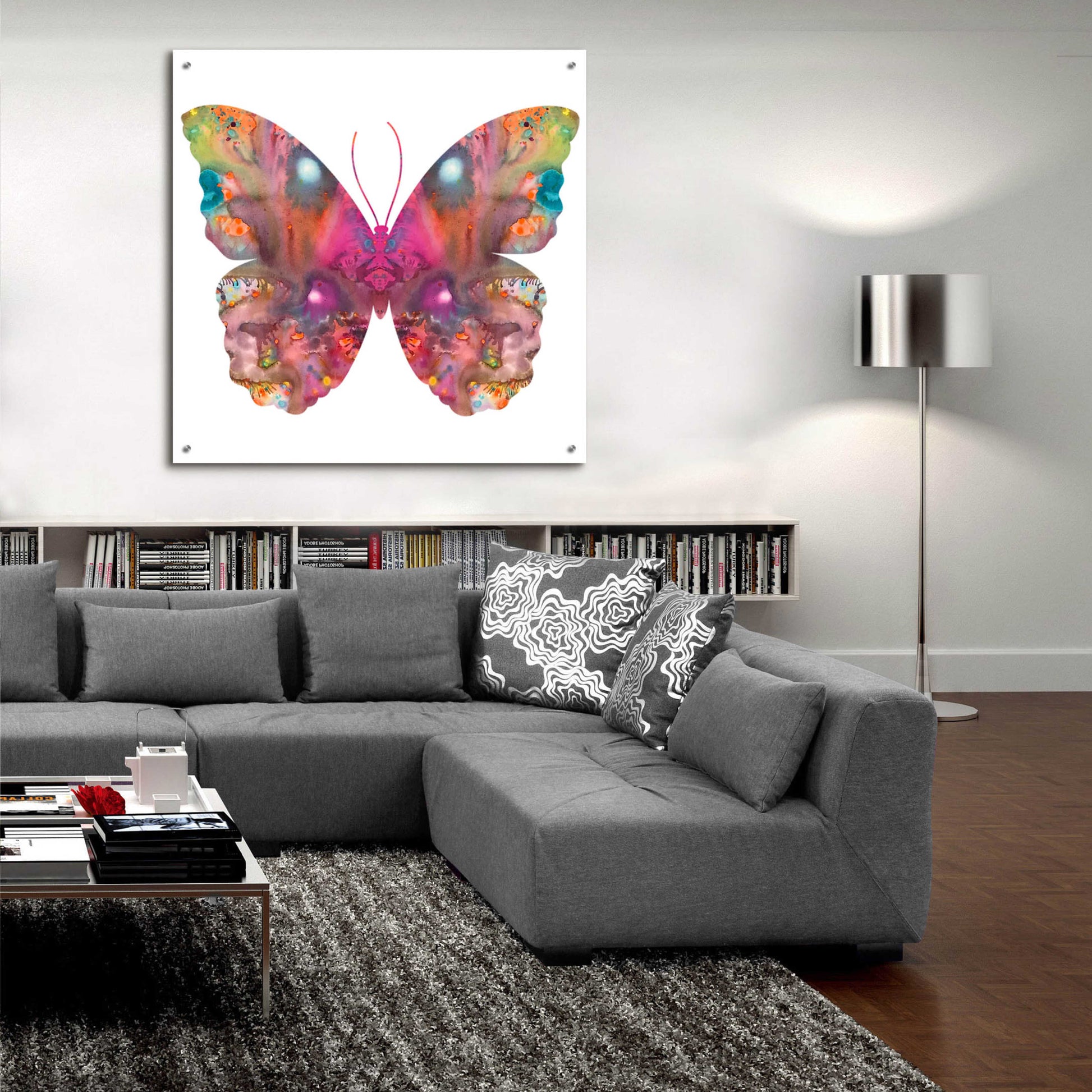 Epic Art 'Abstract I Butterfly' by Dean Russo, Acrylic Glass Wall Art,36x36