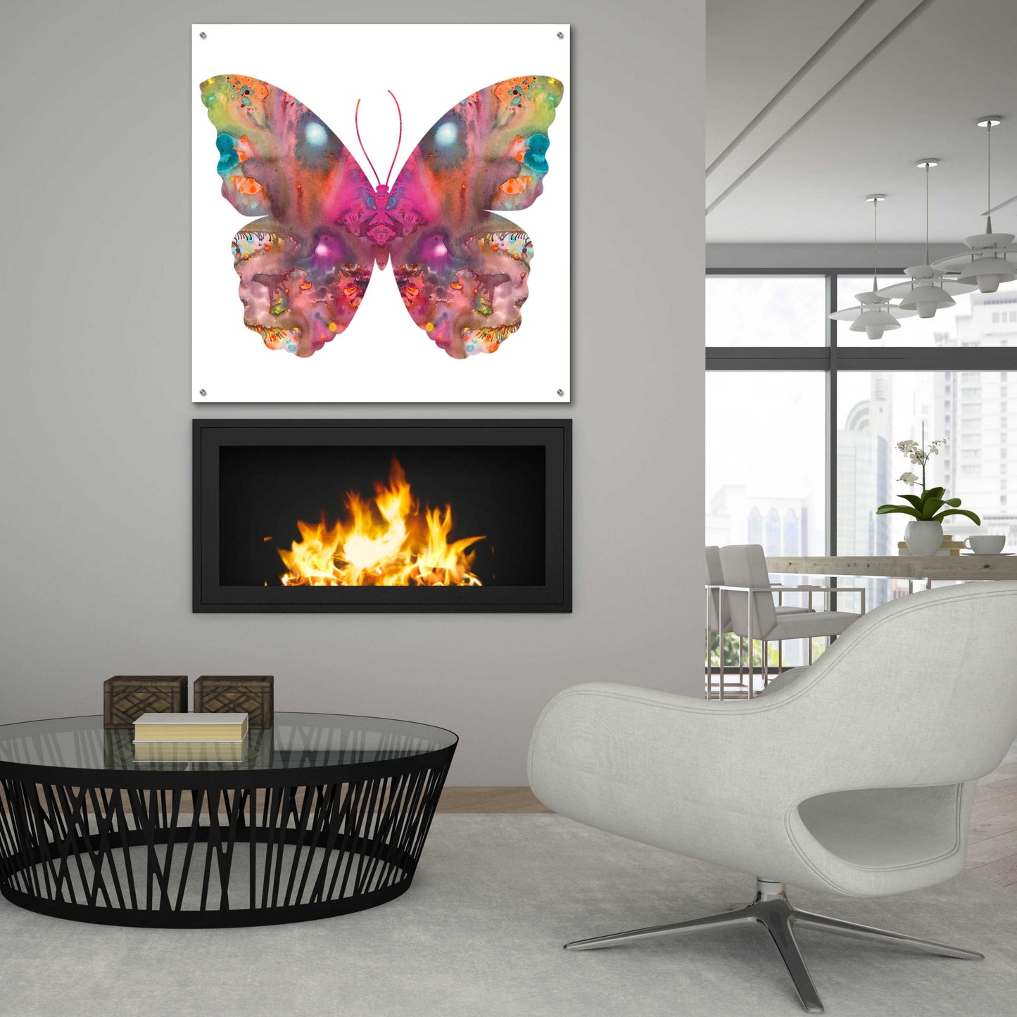 Epic Art 'Abstract I Butterfly' by Dean Russo, Acrylic Glass Wall Art,36x36