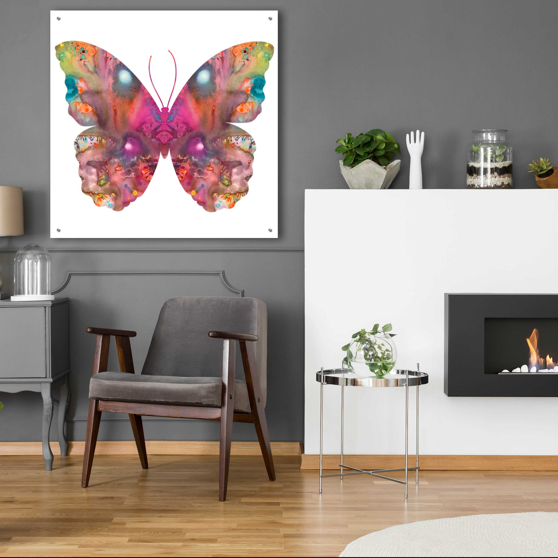 Epic Art 'Abstract I Butterfly' by Dean Russo, Acrylic Glass Wall Art,36x36