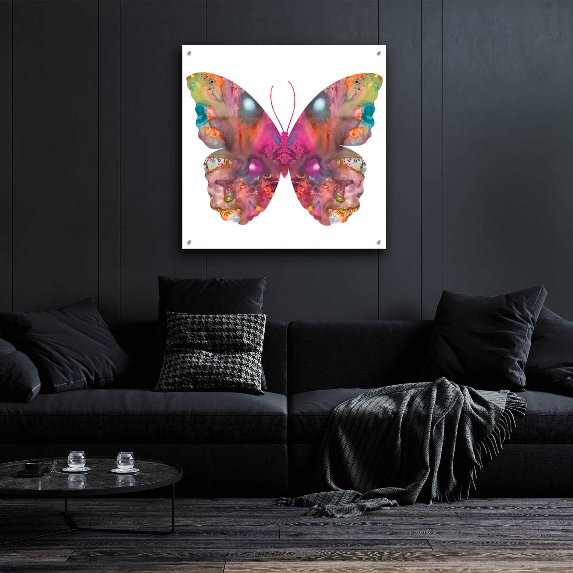 Epic Art 'Abstract I Butterfly' by Dean Russo, Acrylic Glass Wall Art,36x36