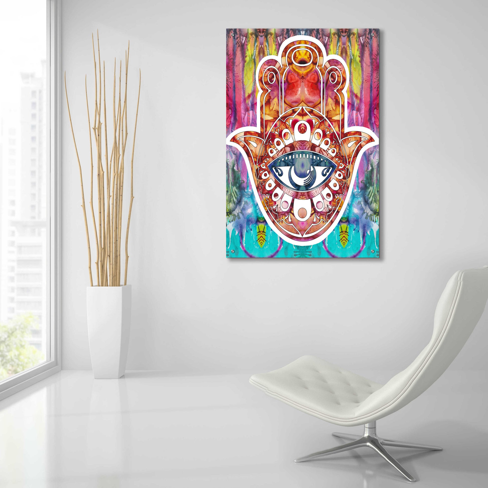 Epic Art 'Hamsa' by Dean Russo, Acrylic Glass Wall Art,24x36