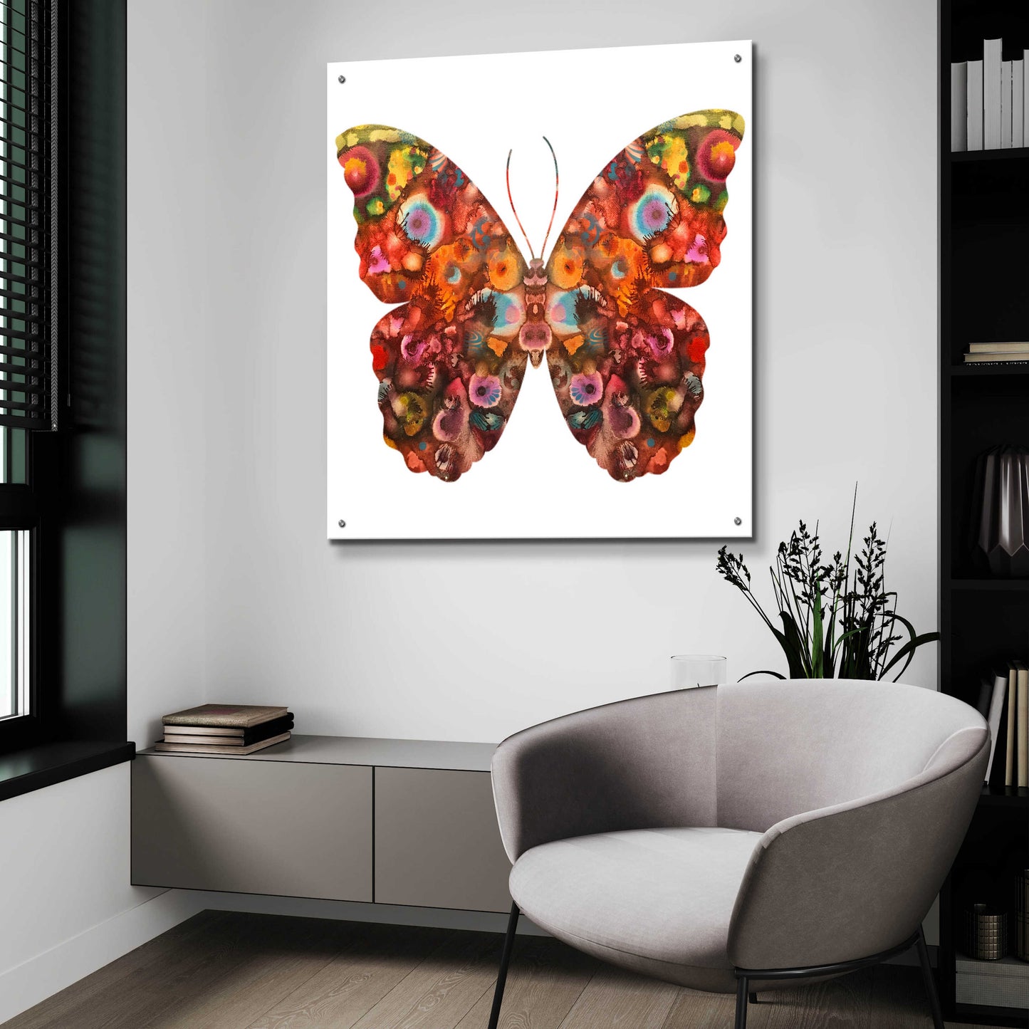 Epic Art 'Kamasi Butterfly' by Dean Russo, Acrylic Glass Wall Art,36x36