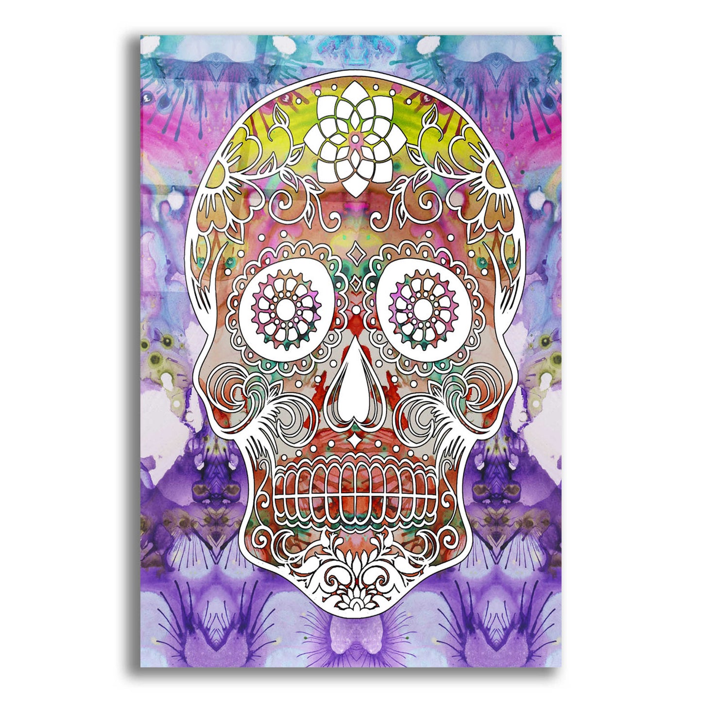 Epic Art 'Sugar Skull' by Dean Russo, Acrylic Glass Wall Art,16x24
