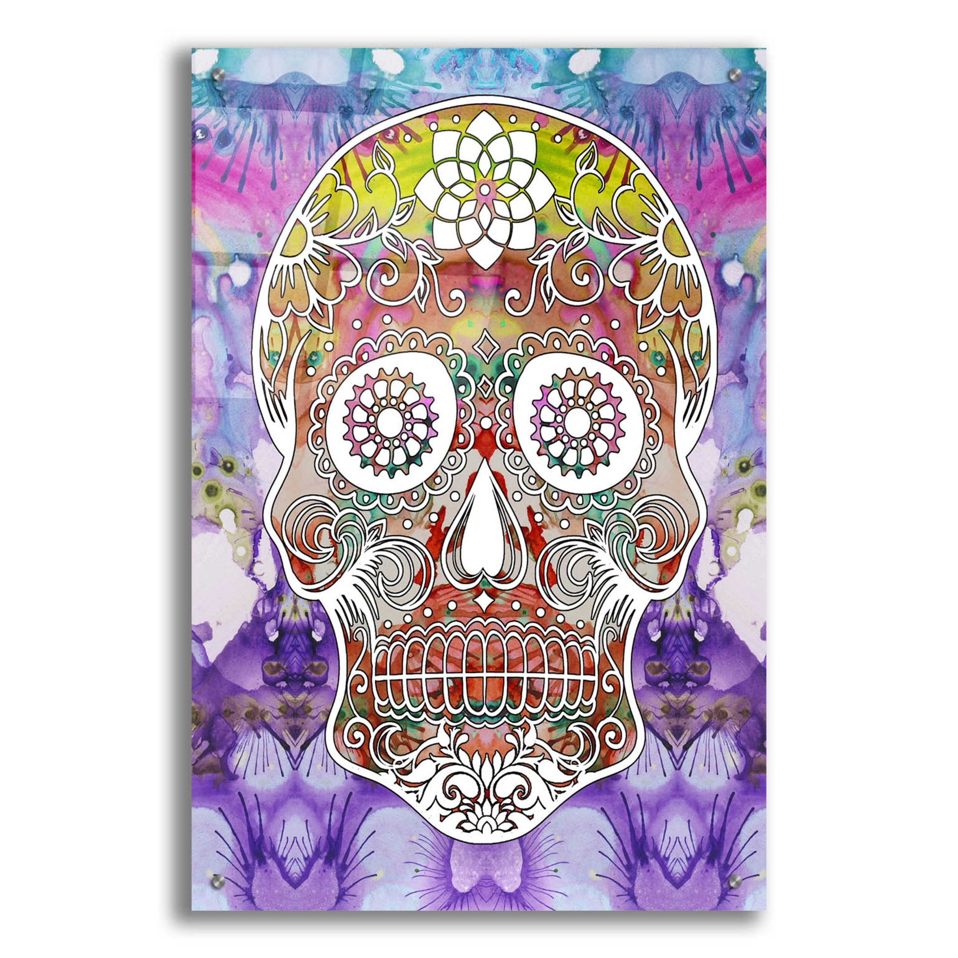Epic Art 'Sugar Skull' by Dean Russo, Acrylic Glass Wall Art,24x36