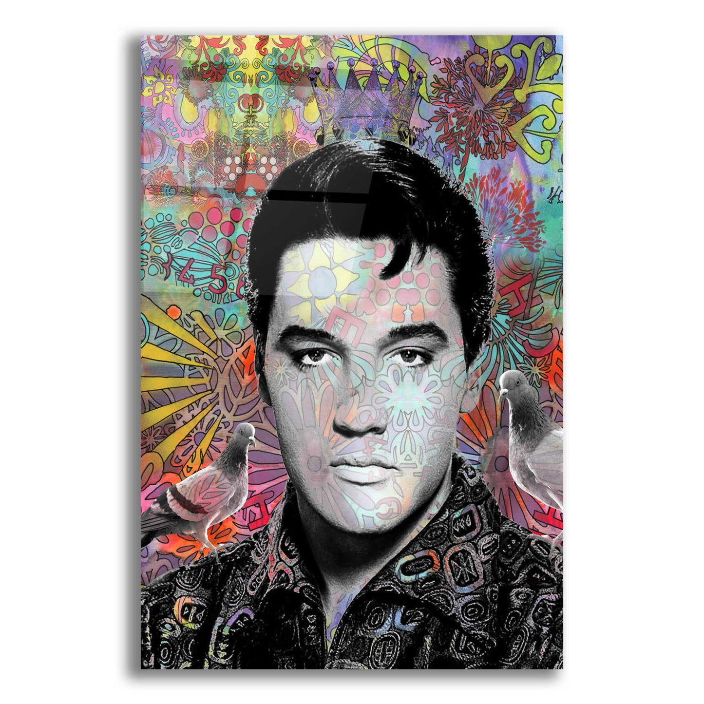 Epic Art 'King Elvis' by Dean Russo, Acrylic Glass Wall Art,12x16