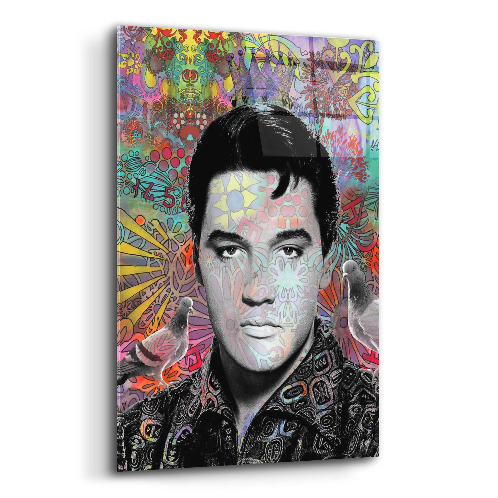 Epic Art 'King Elvis' by Dean Russo, Acrylic Glass Wall Art,24x36