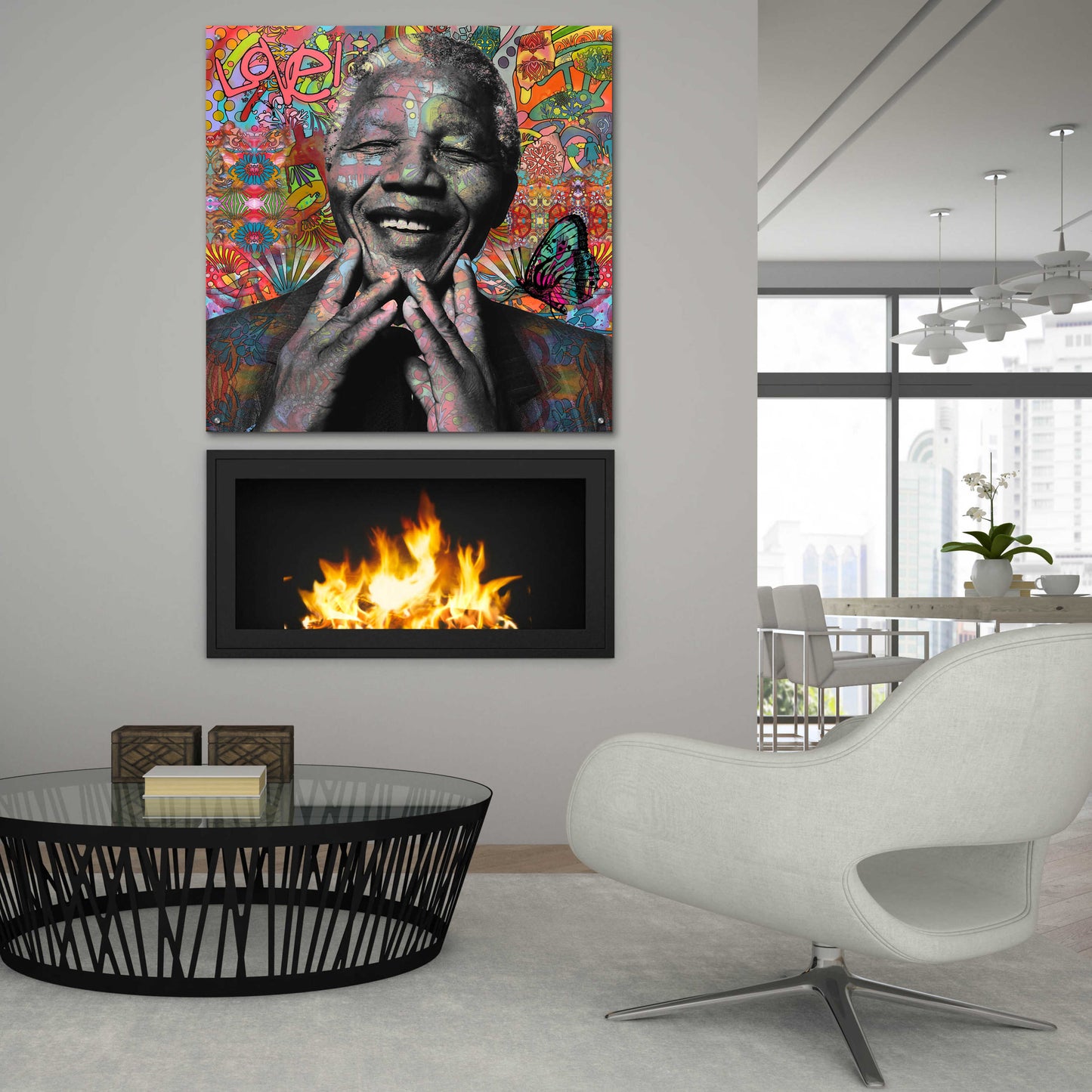 Epic Art 'Mandela' by Dean Russo, Acrylic Glass Wall Art,36x36